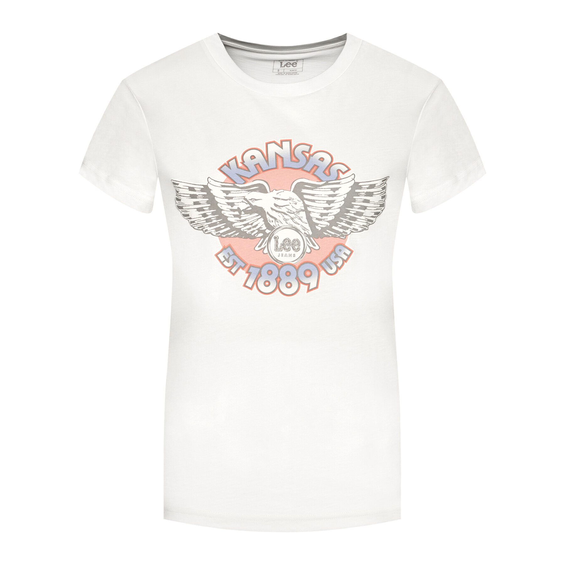 Lee Тишърт Logo L44NEHNQ Бял Slim Fit - Pepit.bg