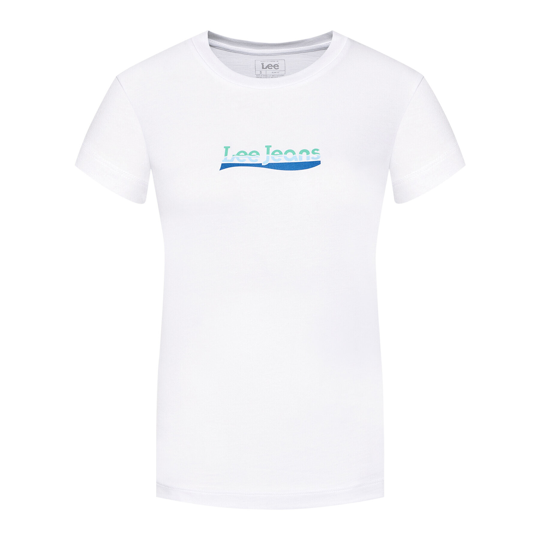 Lee Тишърт Logo L44NEPLJ Бял Slim Fit - Pepit.bg