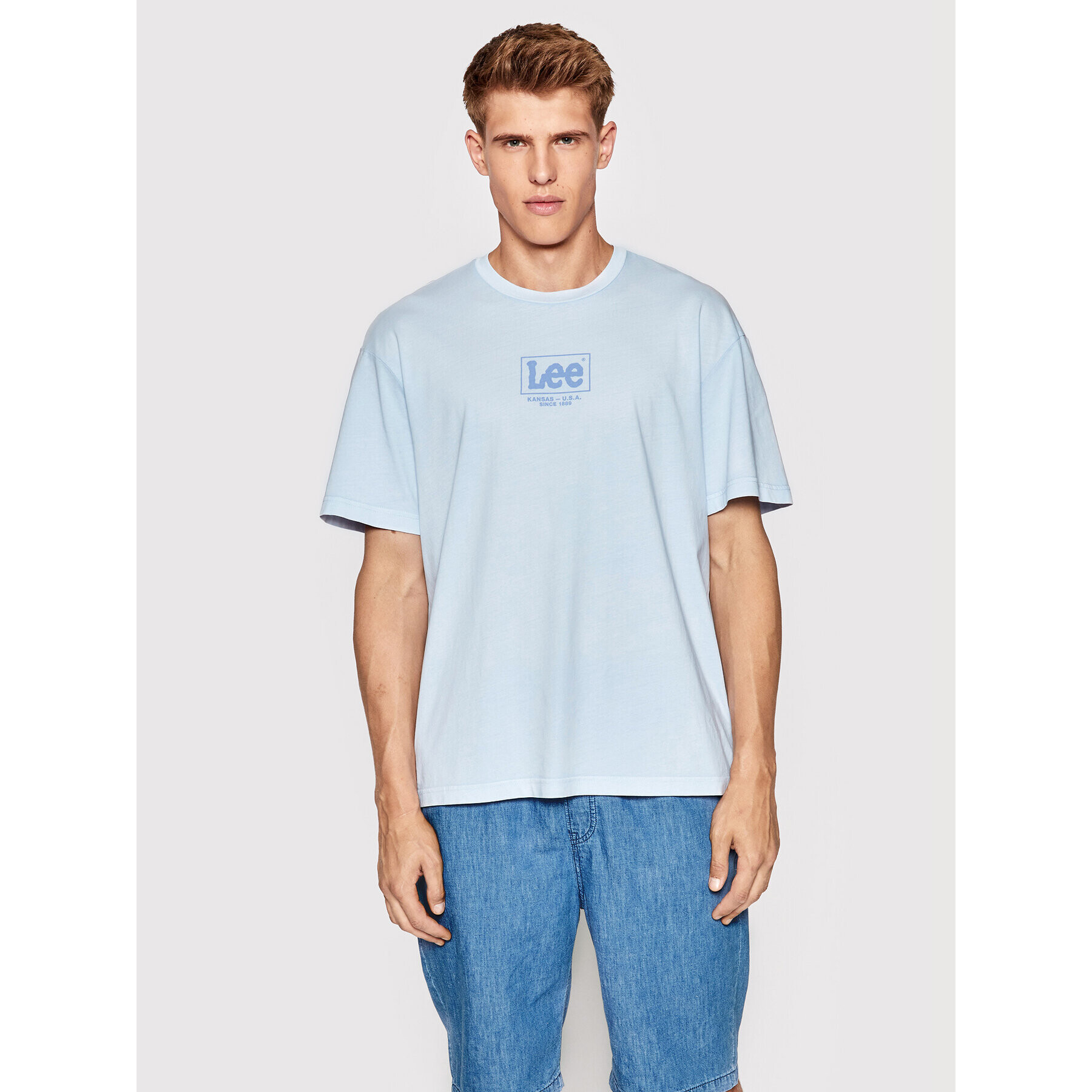 Lee Тишърт Logo L68RQTUW Син Loose Fit - Pepit.bg