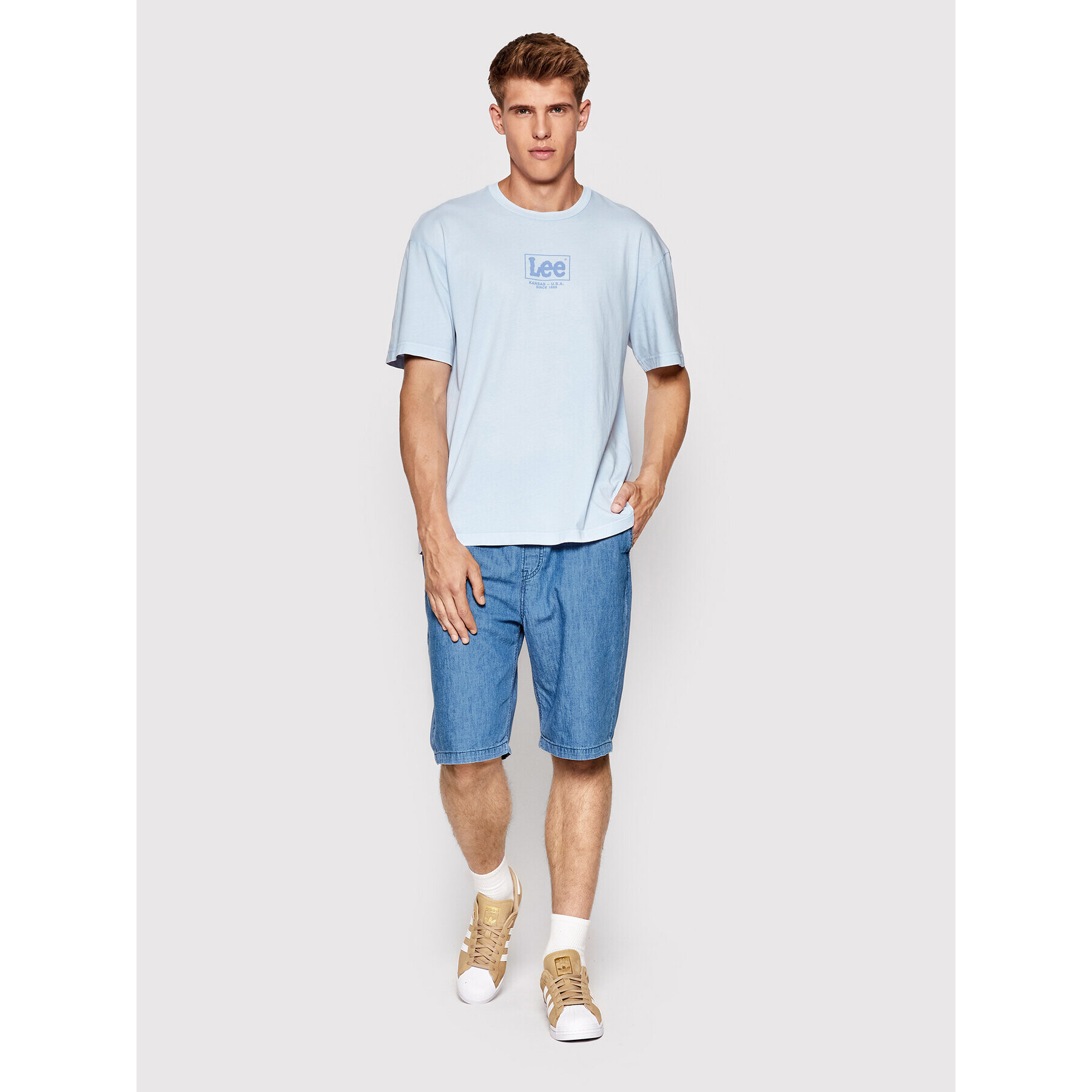 Lee Тишърт Logo L68RQTUW Син Loose Fit - Pepit.bg