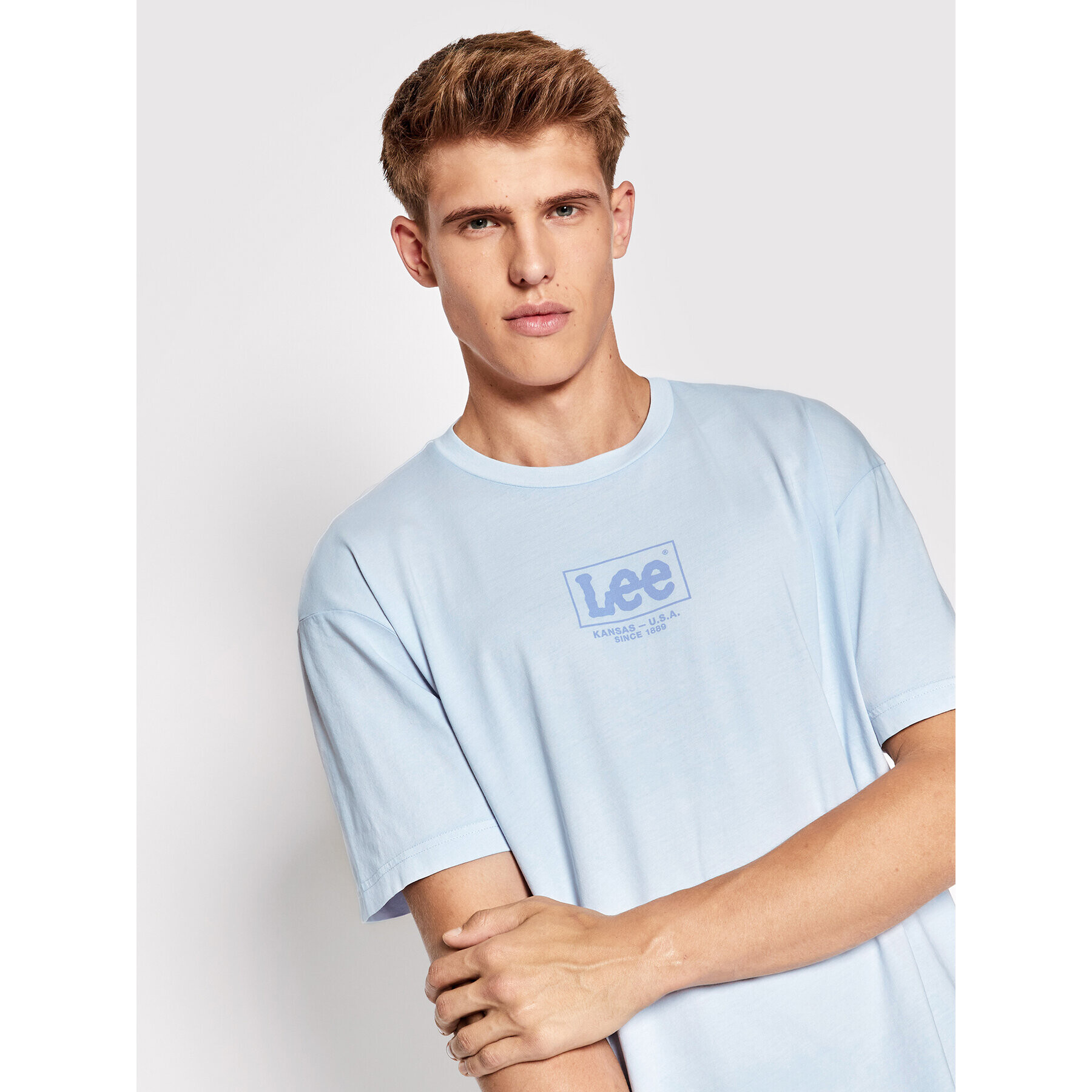 Lee Тишърт Logo L68RQTUW Син Loose Fit - Pepit.bg