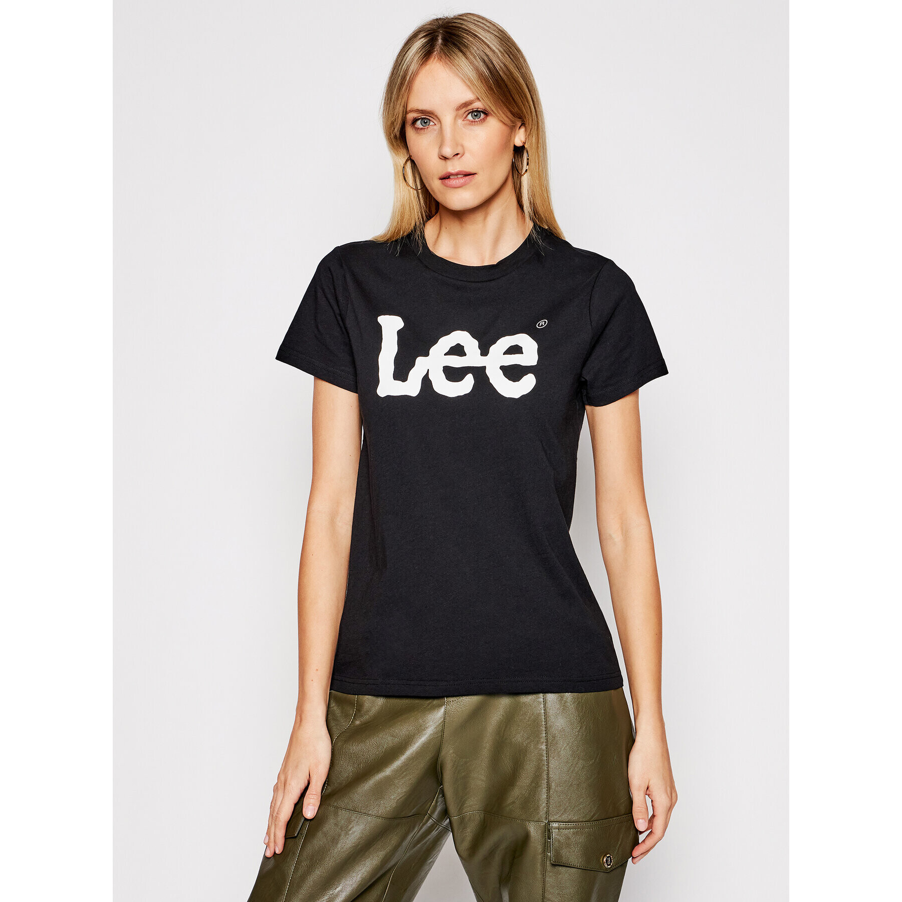 Lee Тишърт Logo Tee L42UER01 Черен Regular Fit - Pepit.bg