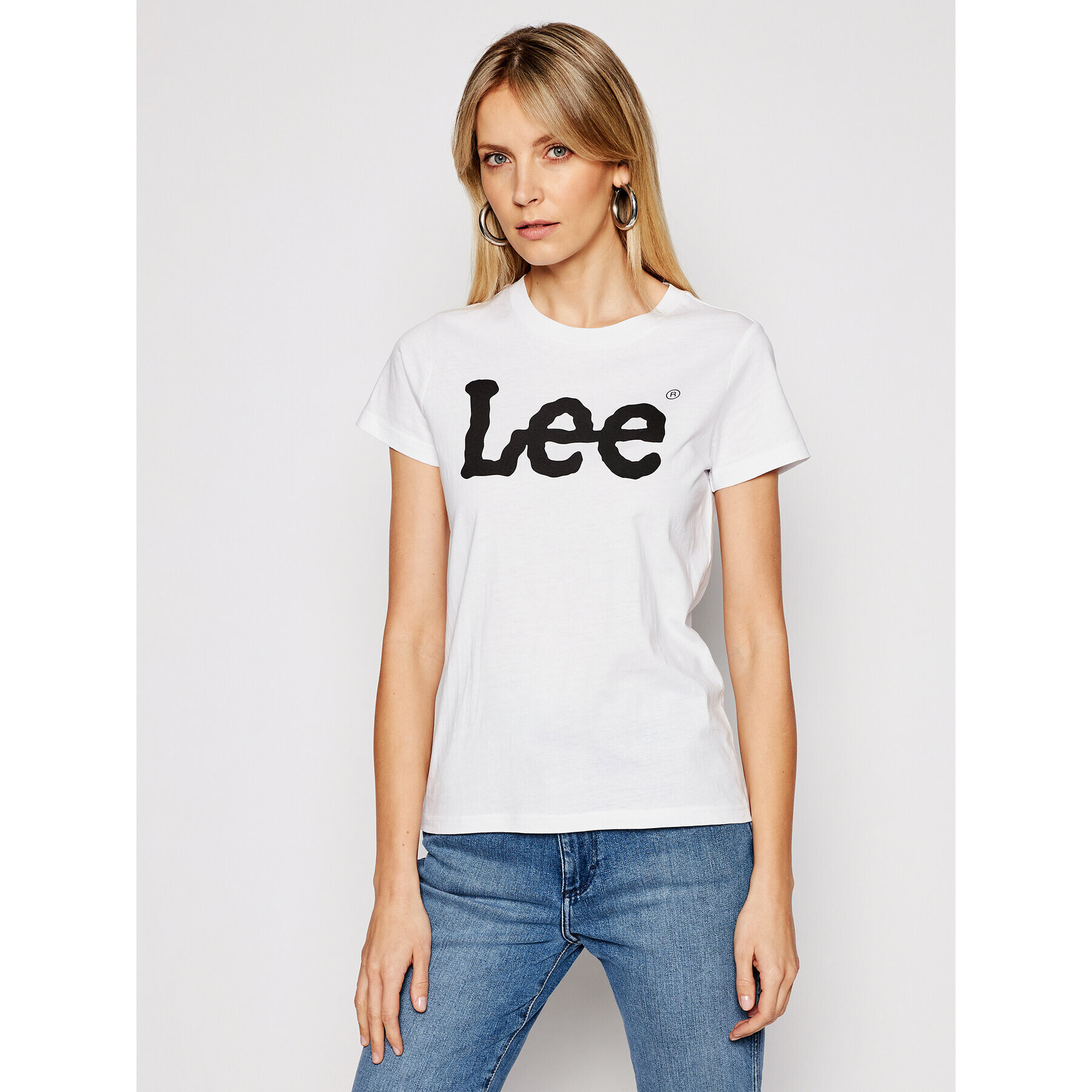 Lee Тишърт Logo Tee L42UER12 Бял Regular Fit - Pepit.bg