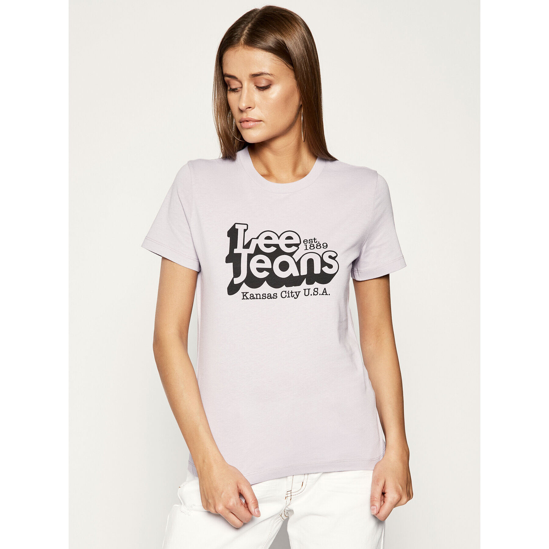 Lee Тишърт Logo Tee L44CEPOA Виолетов Slim Fit - Pepit.bg