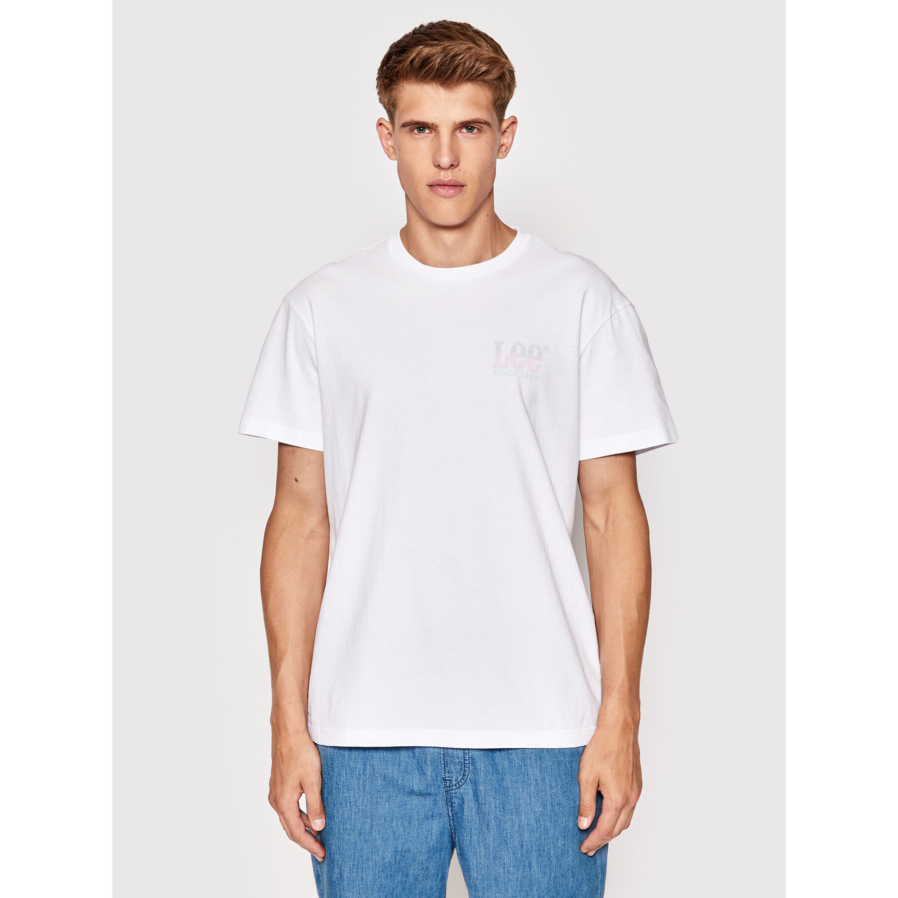 Lee Тишърт Pastel Graphic L68MFELJ Бял Relaxed Fit - Pepit.bg