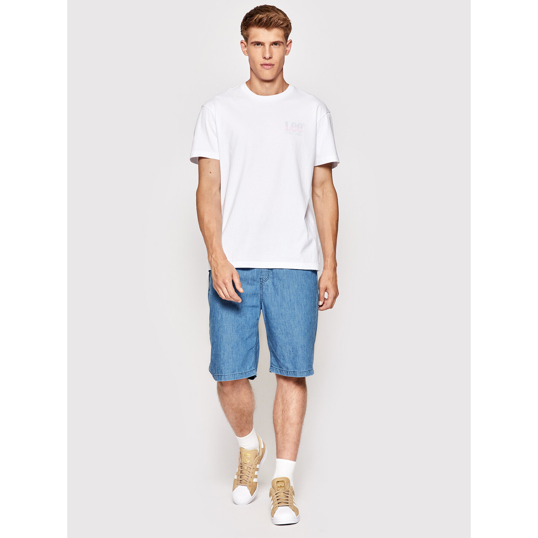 Lee Тишърт Pastel Graphic L68MFELJ Бял Relaxed Fit - Pepit.bg