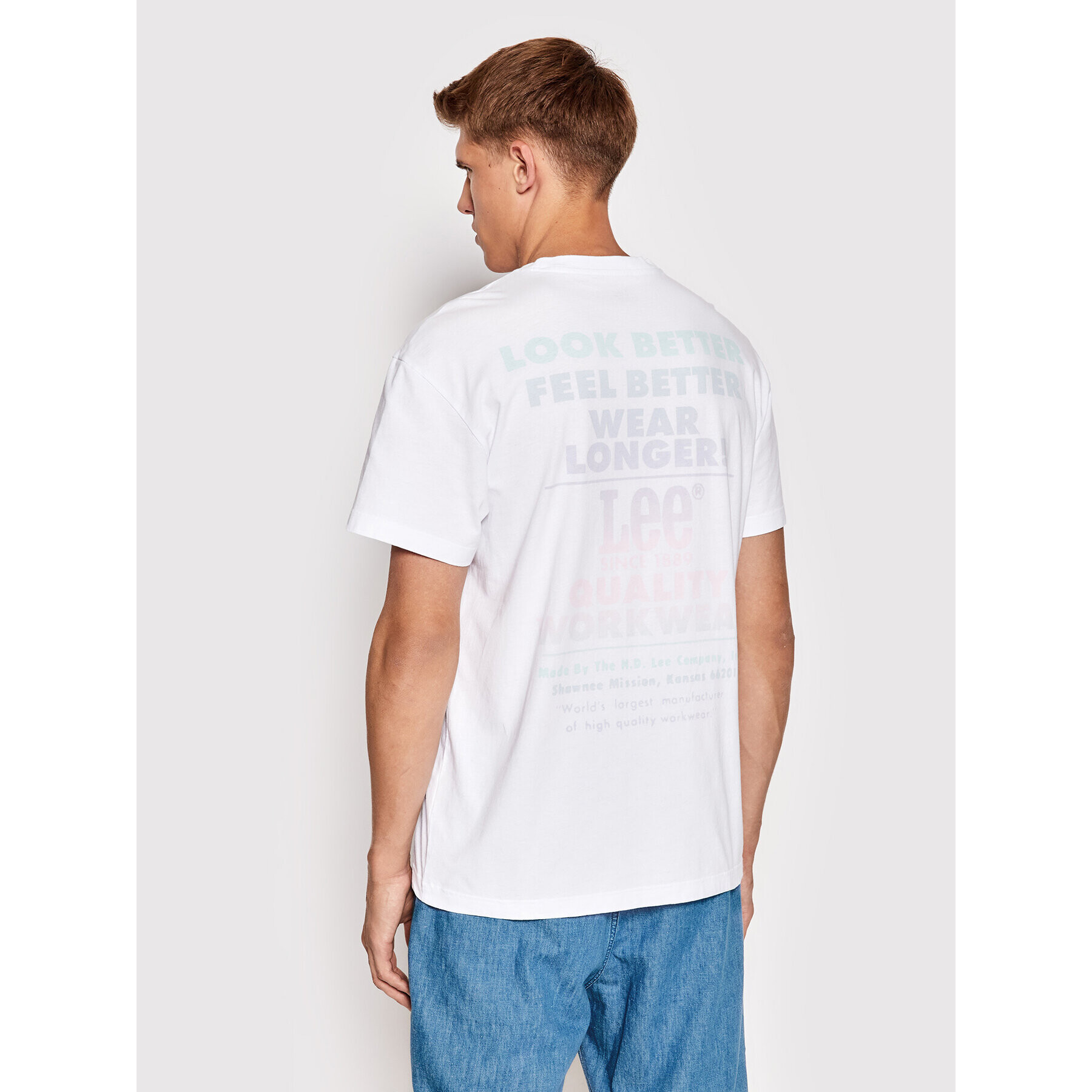 Lee Тишърт Pastel Graphic L68MFELJ Бял Relaxed Fit - Pepit.bg