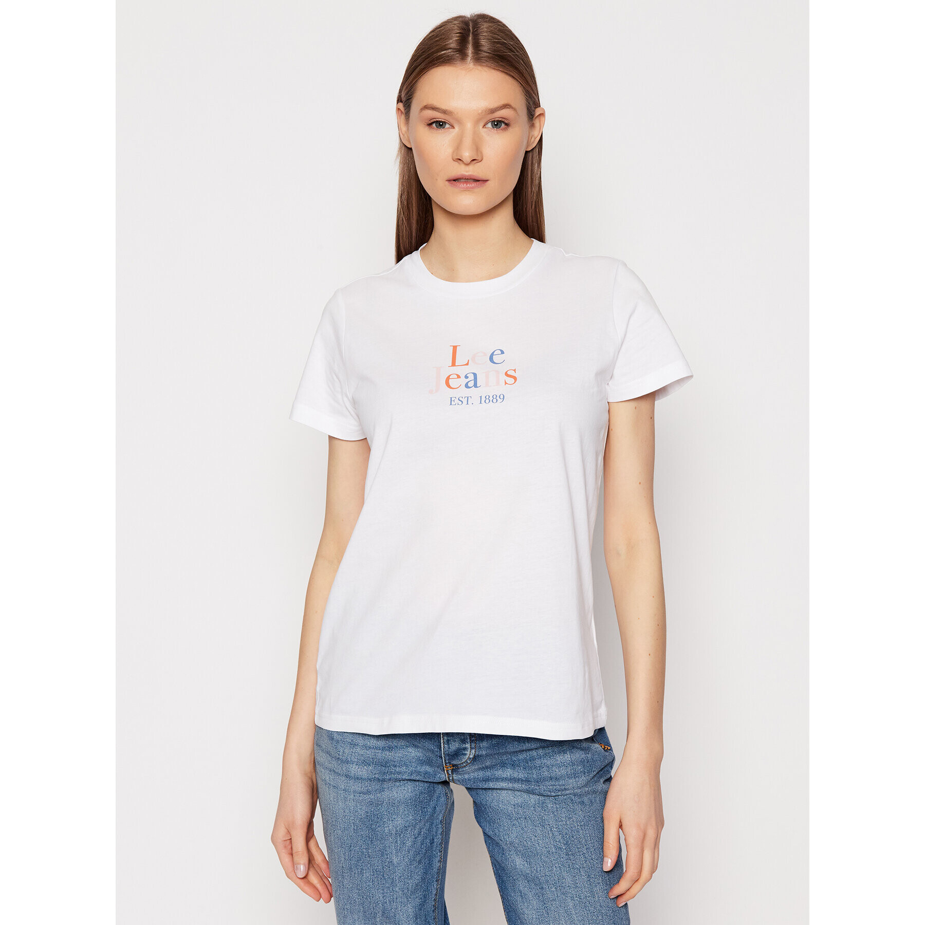 Lee Тишърт Seasonal Logo L41GYG12 Бял Regular Fit - Pepit.bg