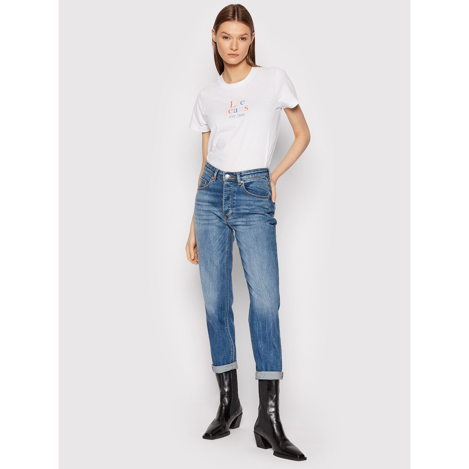 Lee Тишърт Seasonal Logo L41GYG12 Бял Regular Fit - Pepit.bg