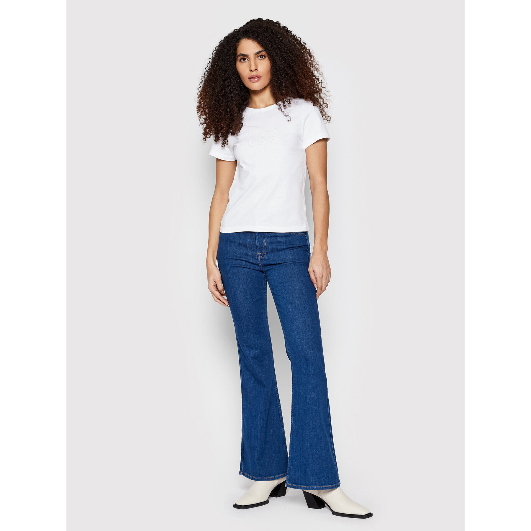 Lee Тишърт Shrunken L44TETLJ Бял Slim Fit - Pepit.bg