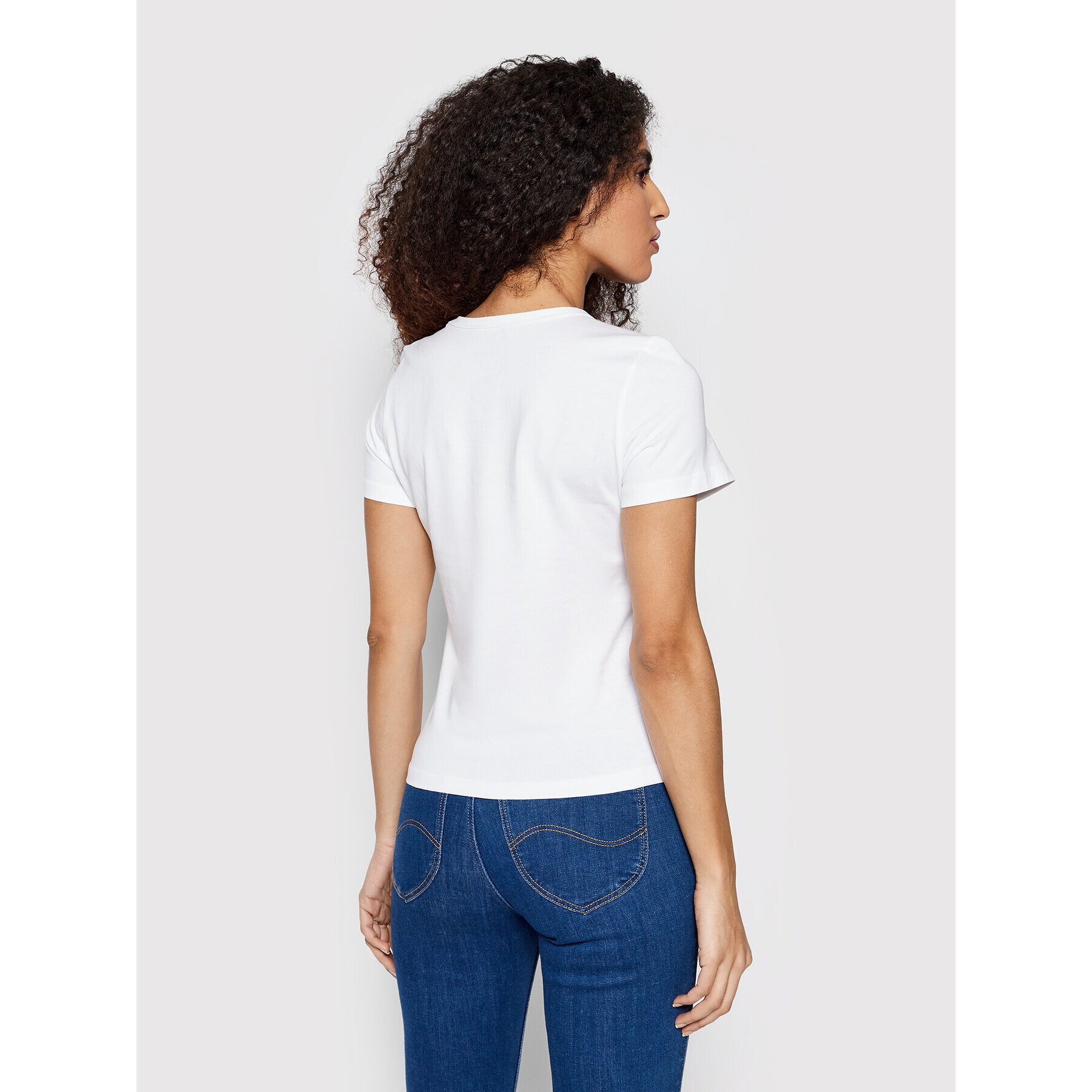Lee Тишърт Shrunken L44TETLJ Бял Slim Fit - Pepit.bg