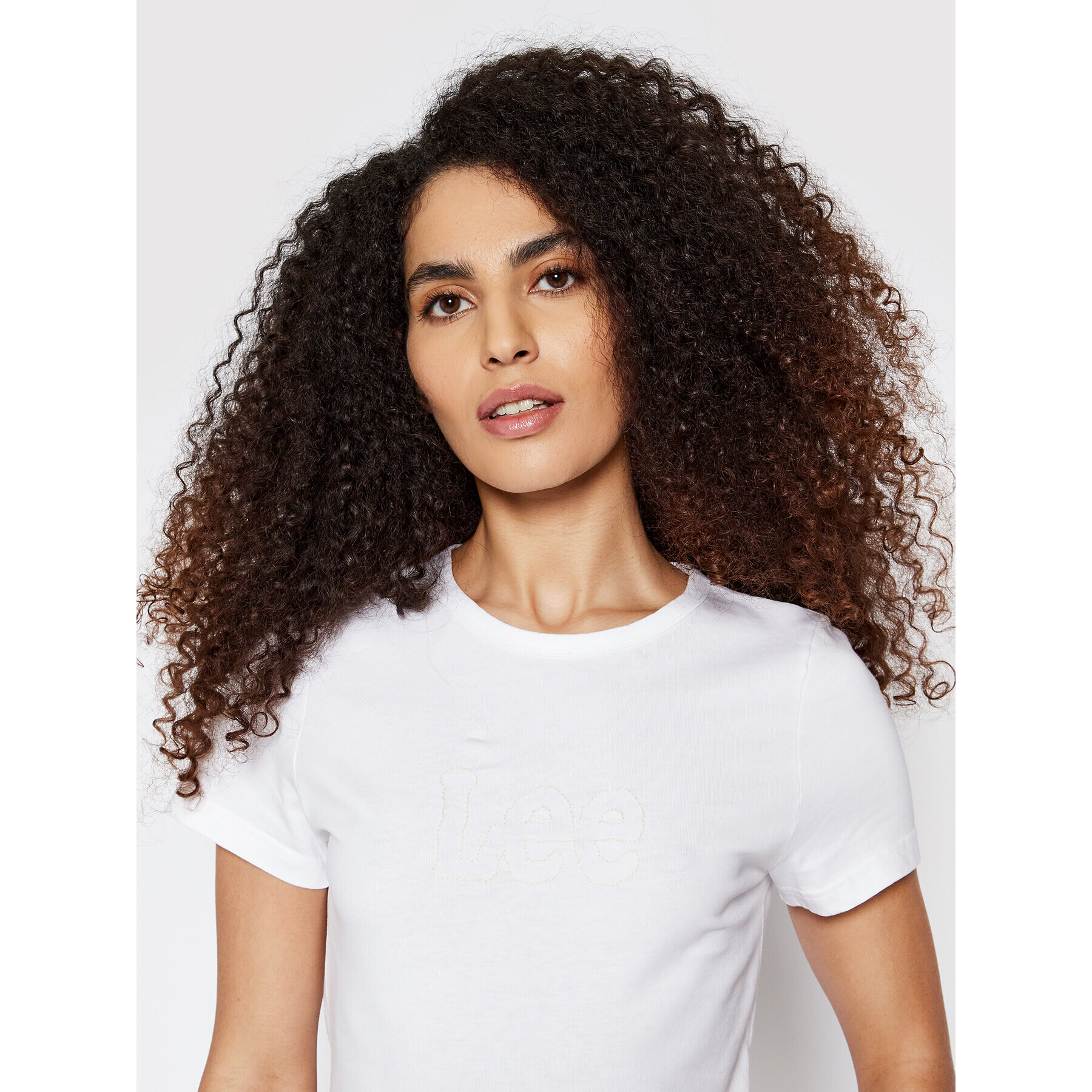 Lee Тишърт Shrunken L44TETLJ Бял Slim Fit - Pepit.bg