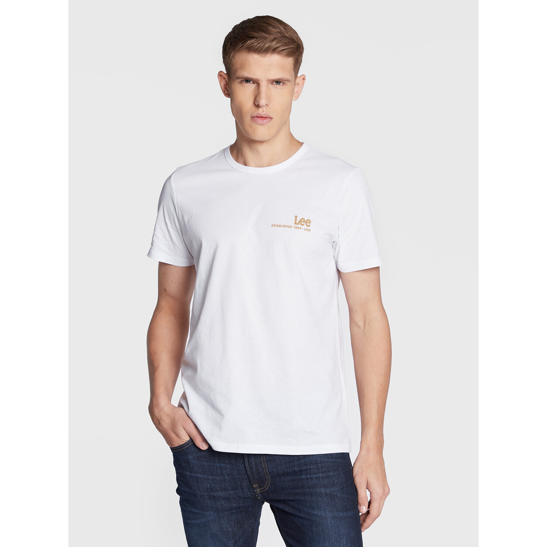 Lee Тишърт Small Logo L68WFELJ Бял Regular Fit - Pepit.bg