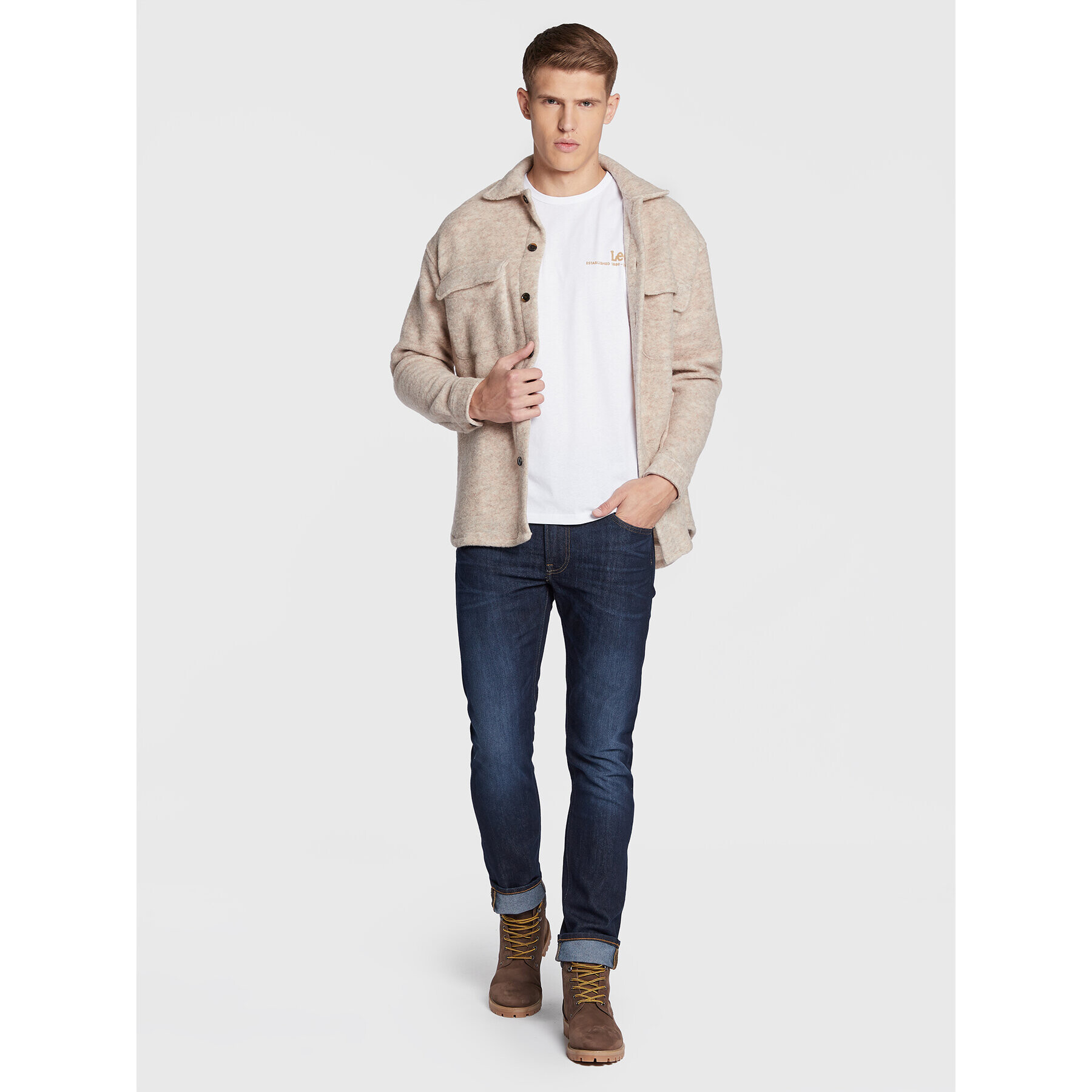 Lee Тишърт Small Logo L68WFELJ Бял Regular Fit - Pepit.bg