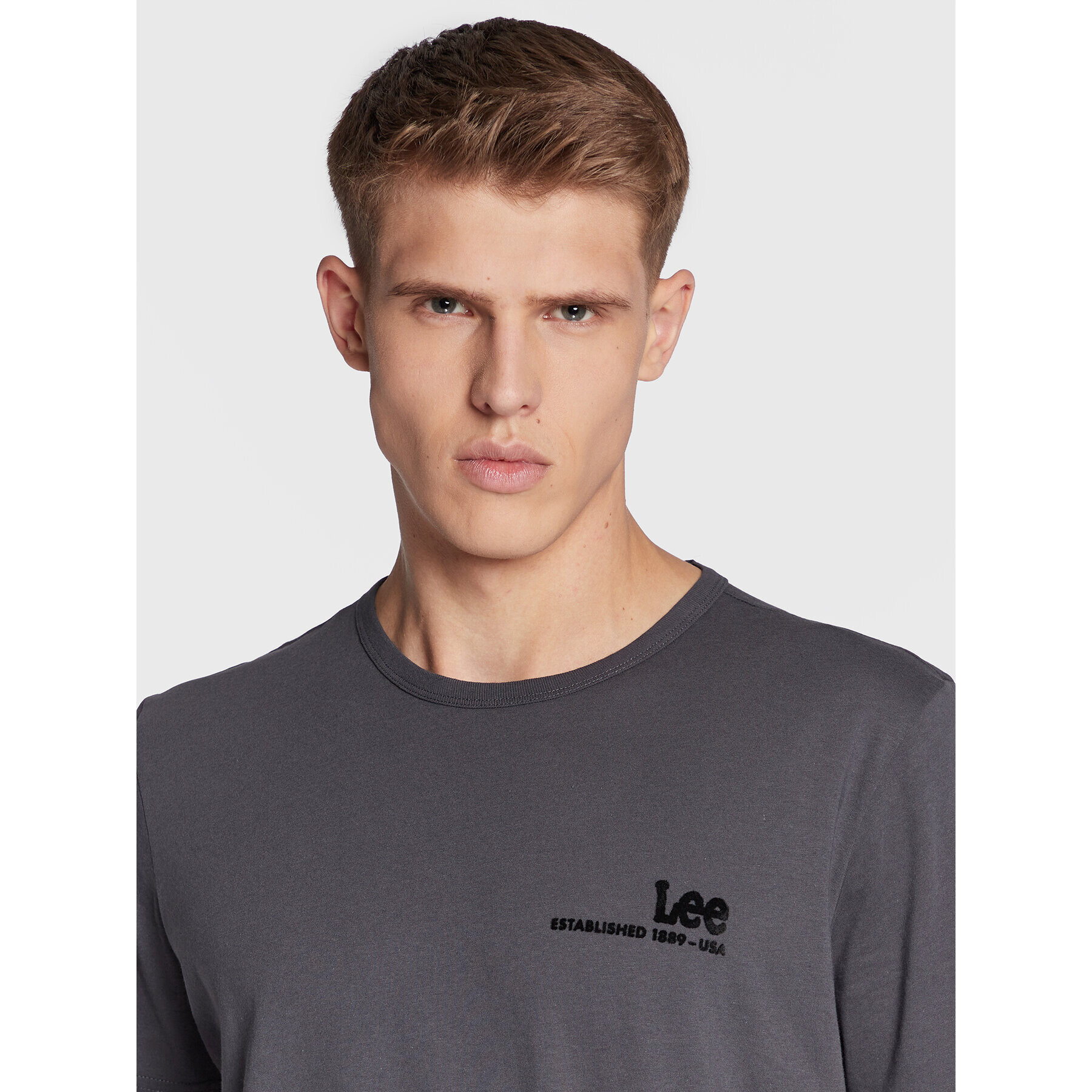 Lee Тишърт Small Logo L68WFEON 112321824 Сив Regular Fit - Pepit.bg