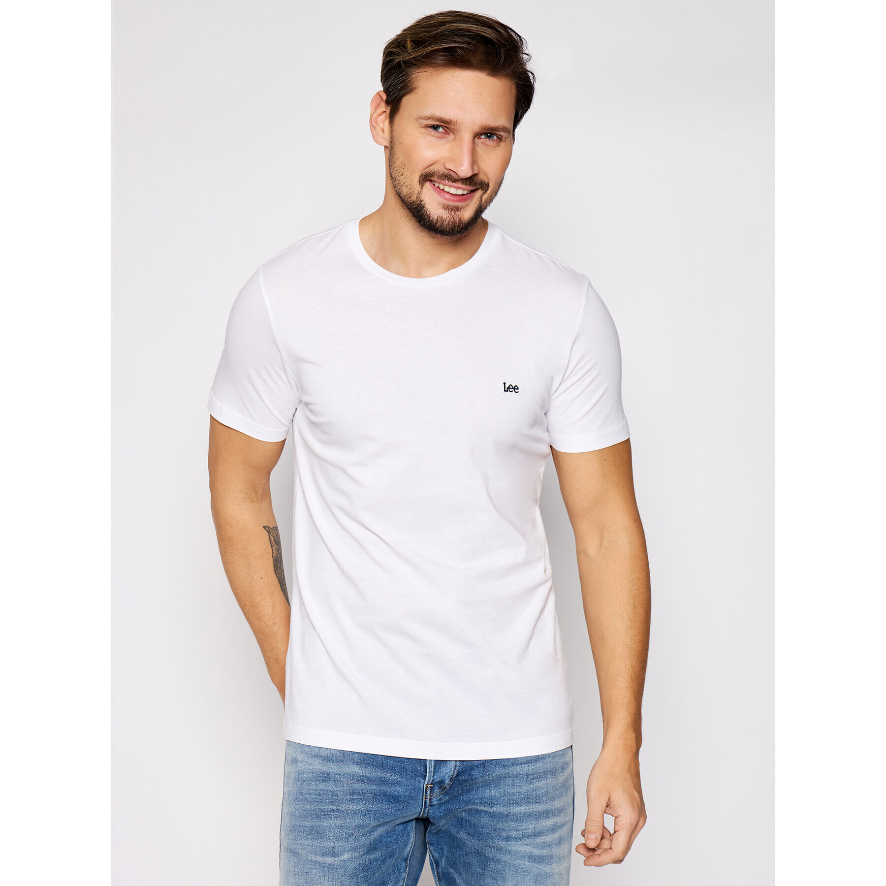 Lee Тишърт SS Patch Logo Tee L60UFQ12 Бял Regular Fit - Pepit.bg