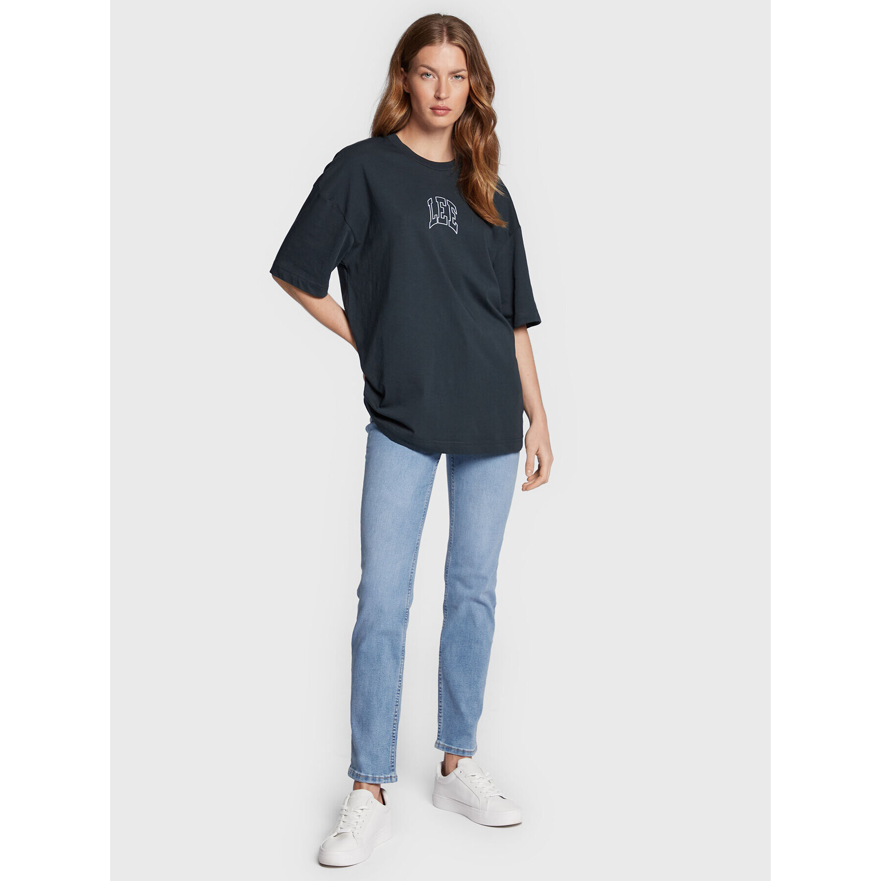Lee Тишърт Super L42BEH30 Тъмносин Loose Fit - Pepit.bg