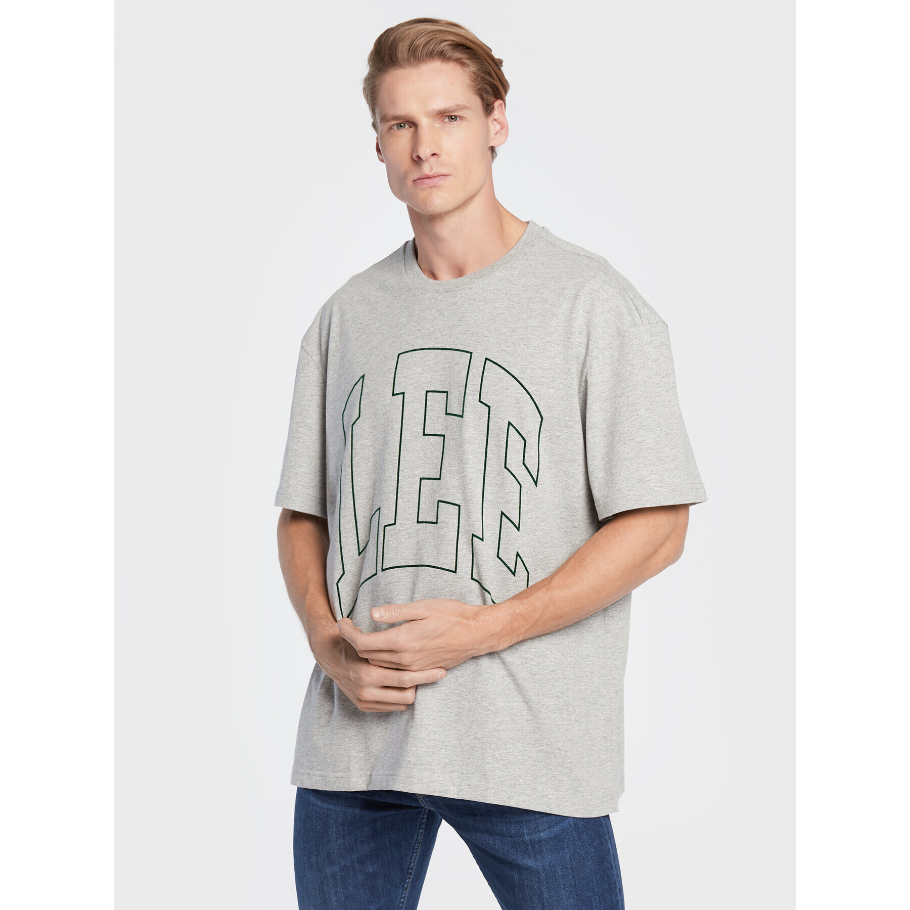 Lee Тишърт Varsity L69CFEMP Сив Loose Fit - Pepit.bg