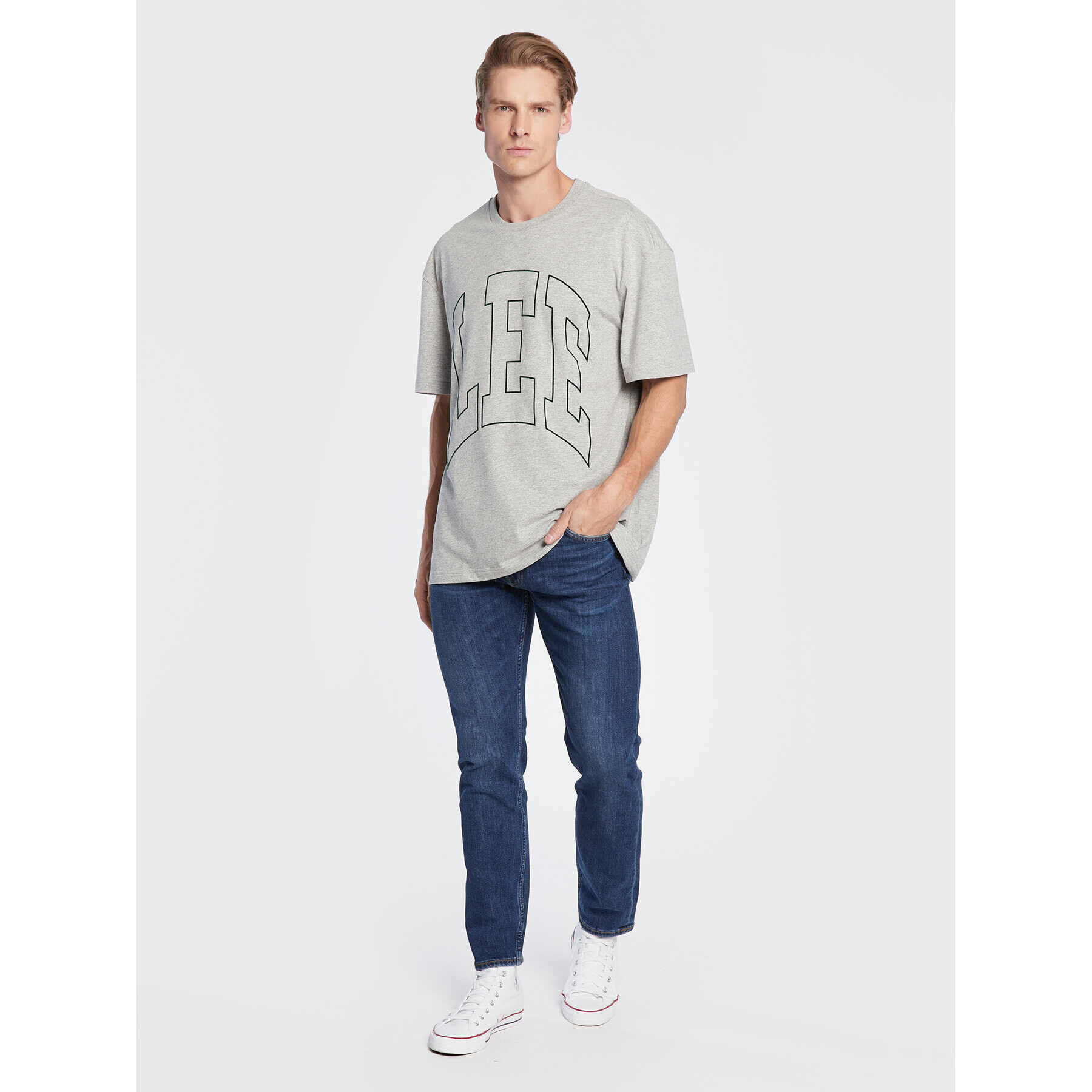Lee Тишърт Varsity L69CFEMP Сив Loose Fit - Pepit.bg
