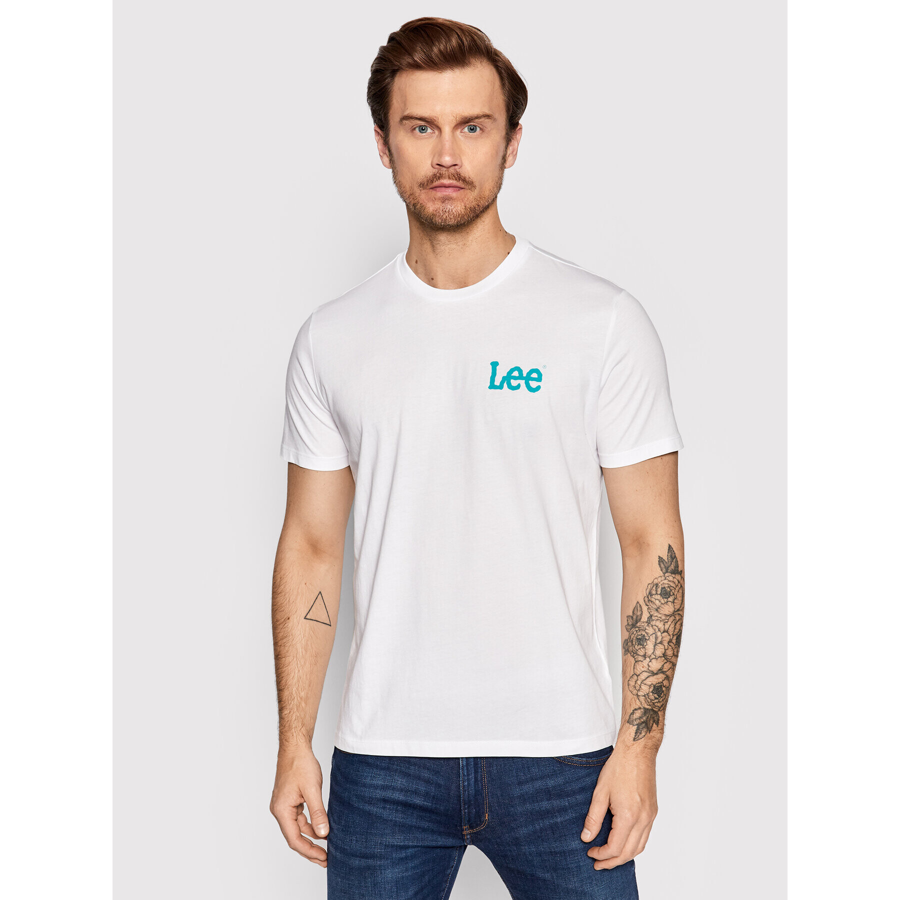 Lee Тишърт Wobbly Logo L65QAILJ Бял Regular Fit - Pepit.bg