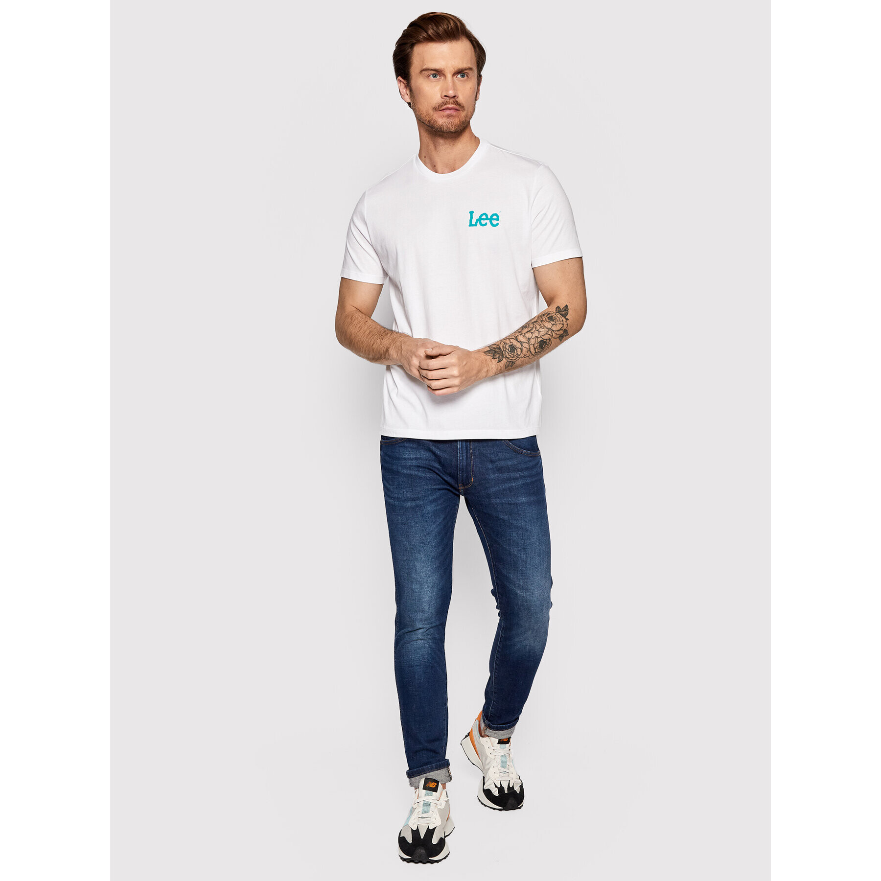 Lee Тишърт Wobbly Logo L65QAILJ Бял Regular Fit - Pepit.bg