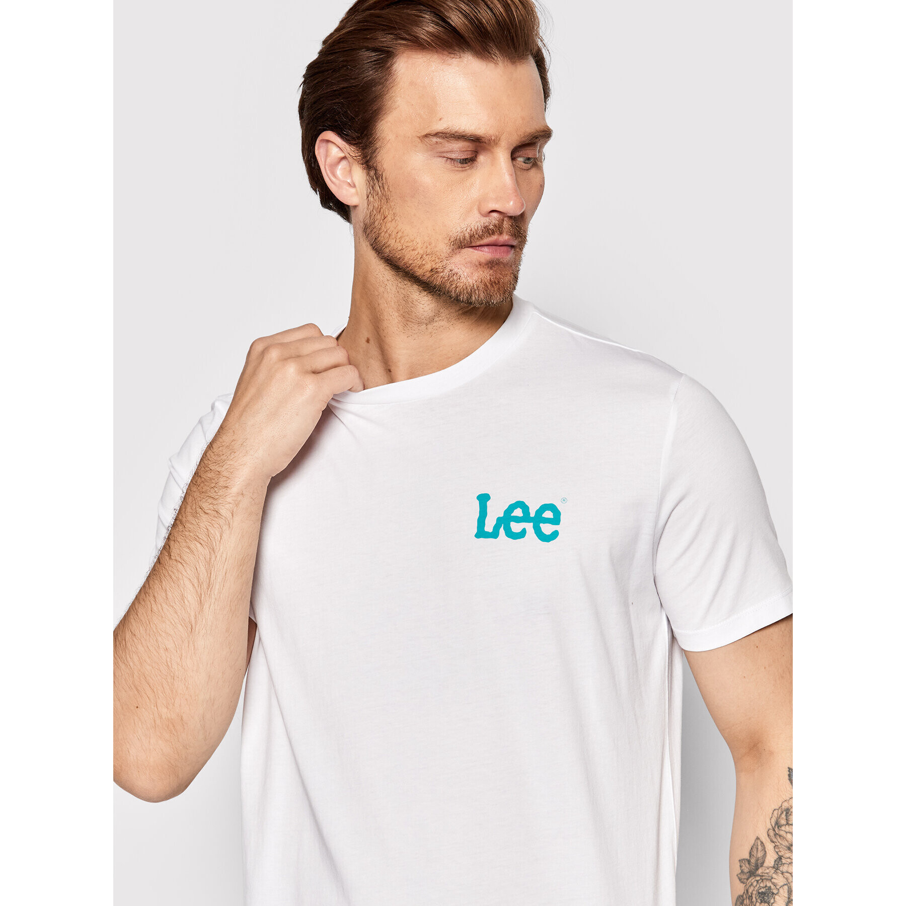 Lee Тишърт Wobbly Logo L65QAILJ Бял Regular Fit - Pepit.bg