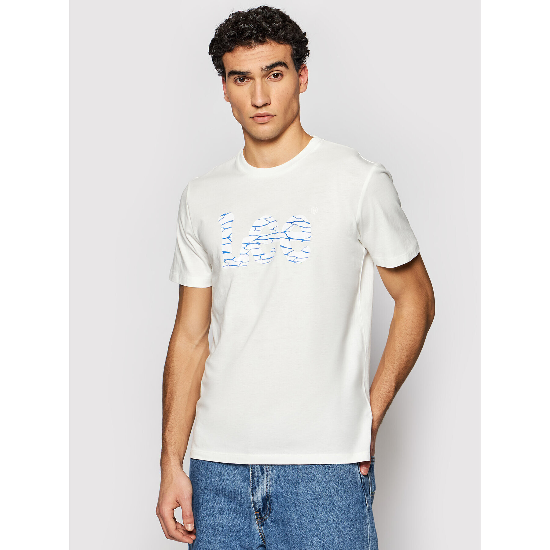 Lee Тишърт Wobbly Logo Tee L65QAINQ Бял Regular Fit - Pepit.bg