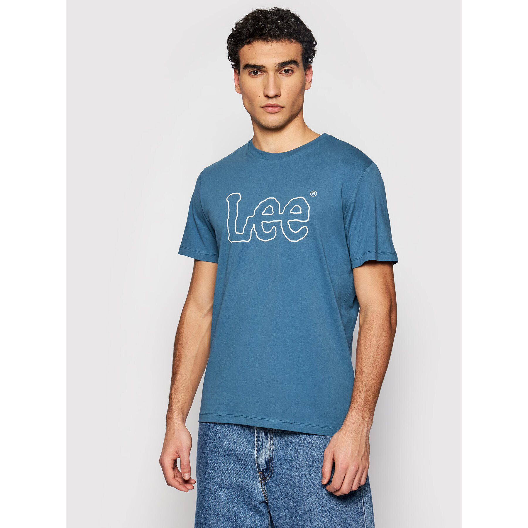 Lee Тишърт Wobbly Logo Tee L65QAIQO Тъмносин Regular Fit - Pepit.bg