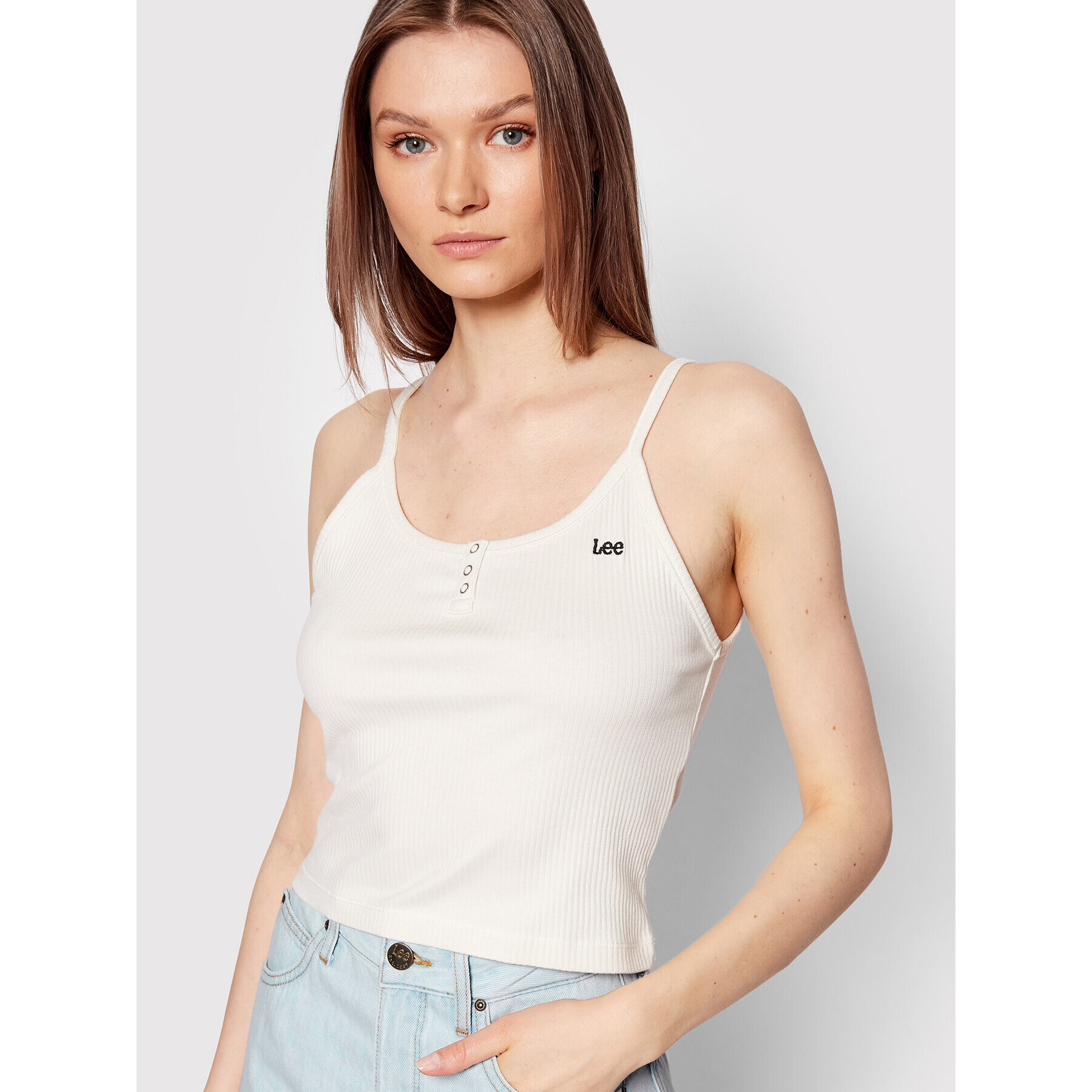 Lee топ Summer L44ZUXNQ Бежов Slim Fit - Pepit.bg