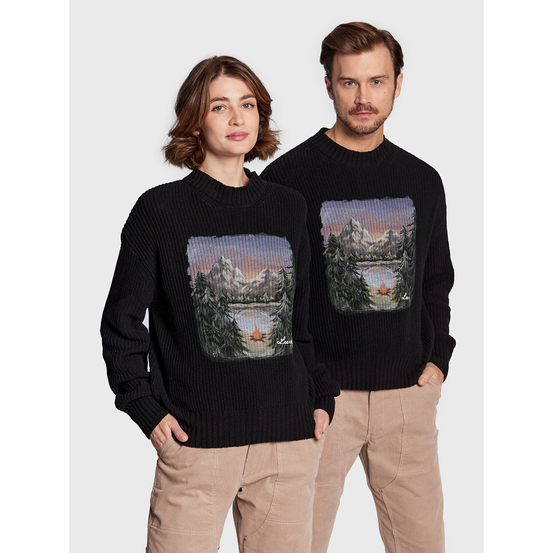 Leeves Пуловер Unisex National Park Knit Черен Regular Fit - Pepit.bg