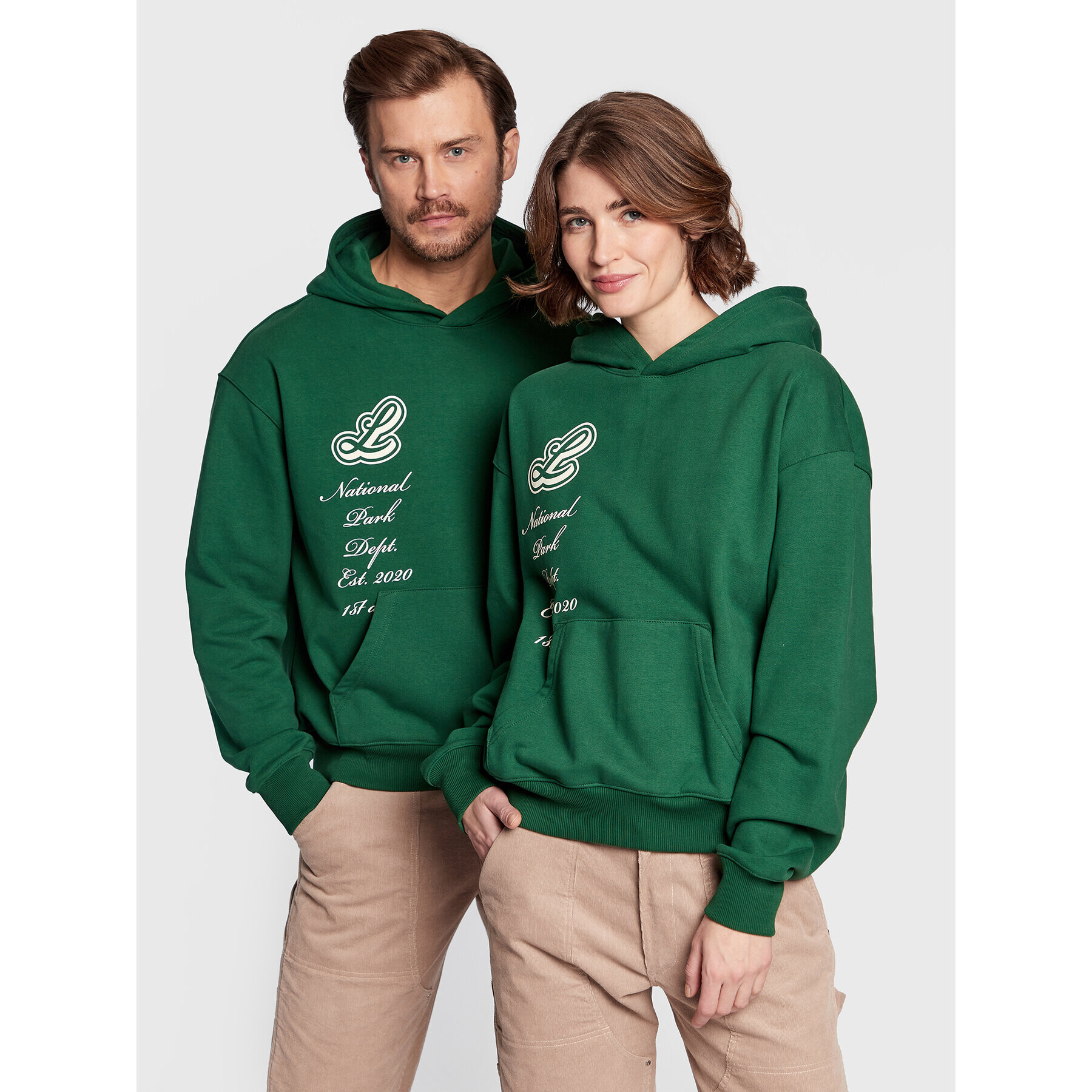 Leeves Суитшърт Unisex Green Aniversary Зелен Boxy Fit - Pepit.bg