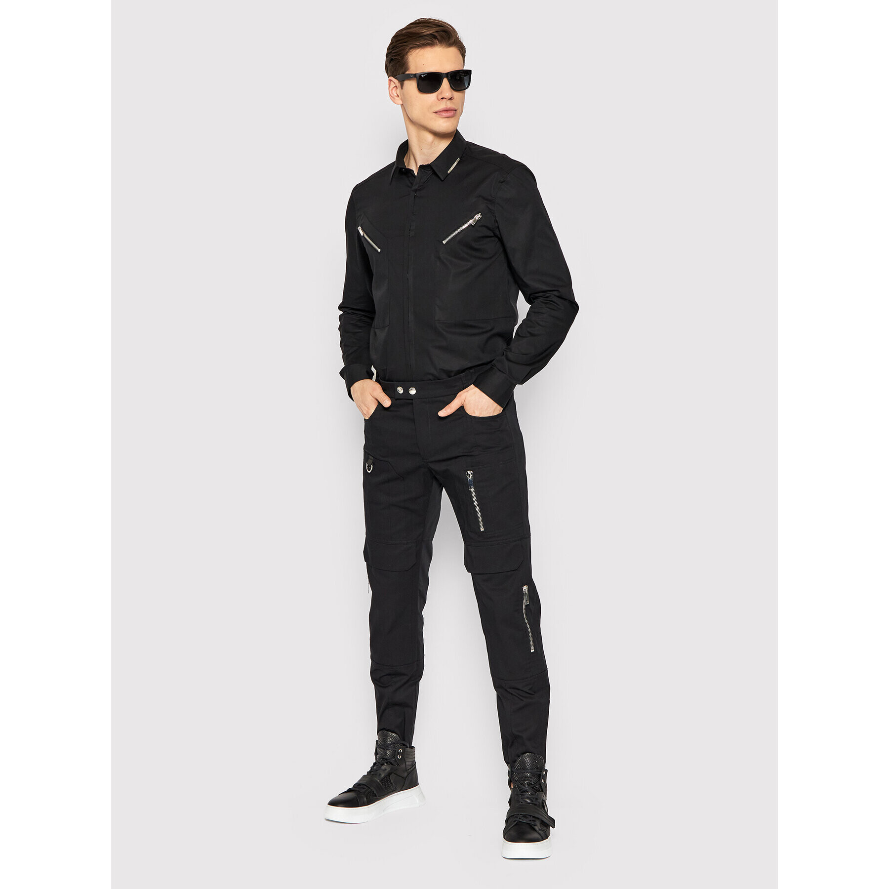 Les Hommes Текстилни панталони LMP137325U Черен Regular Fit - Pepit.bg