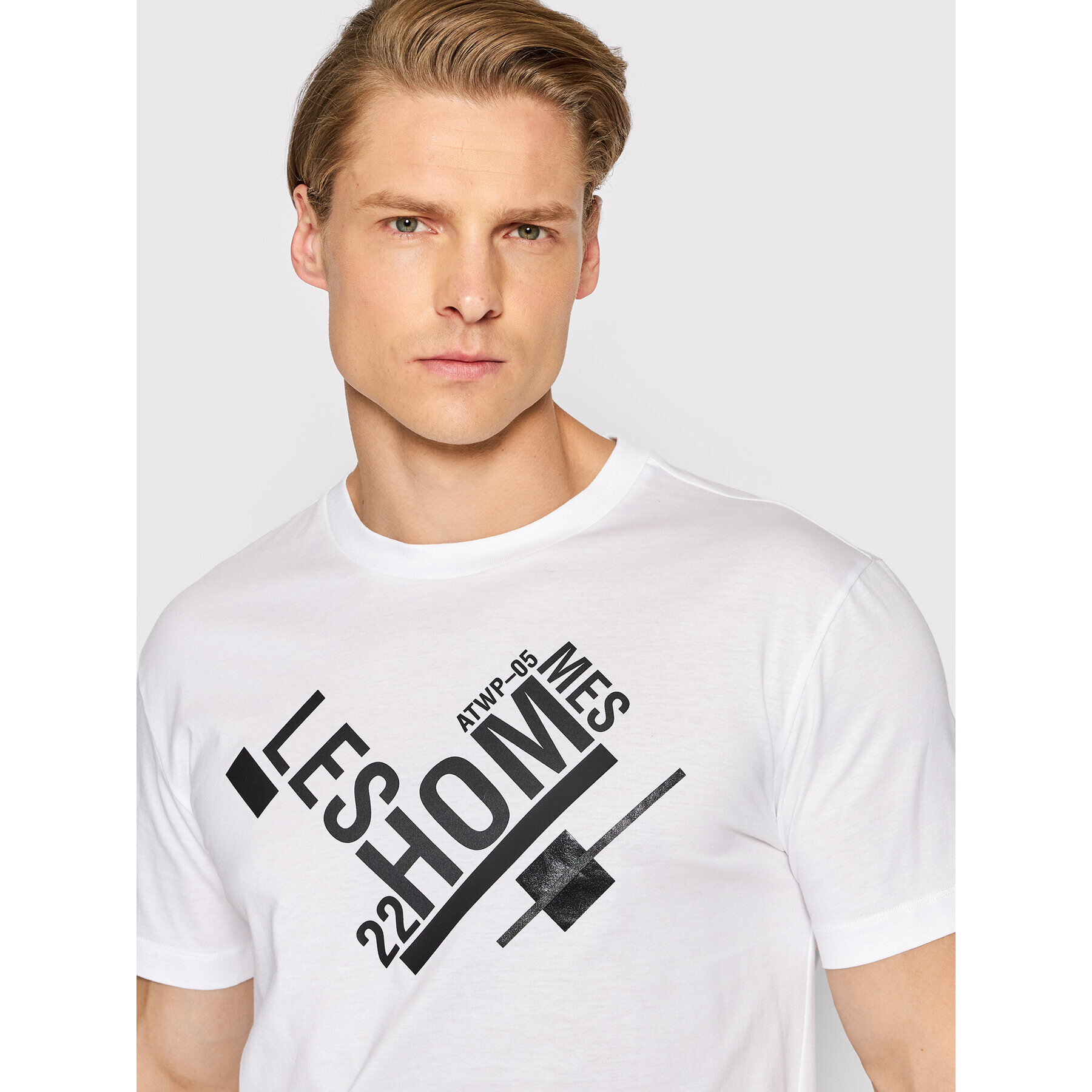 Les Hommes Тишърт LMT216611P Бял Regular Fit - Pepit.bg