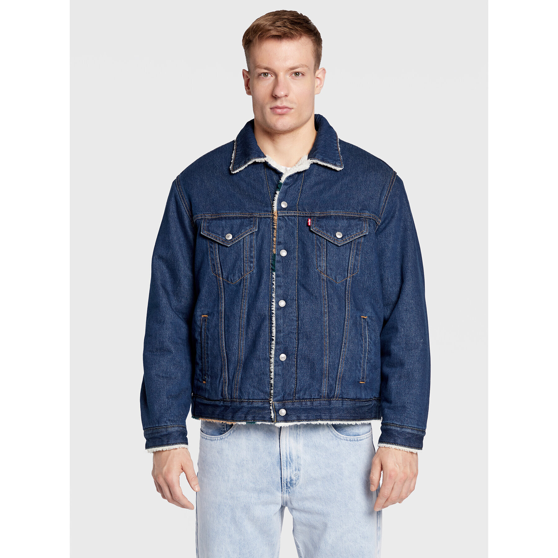 Levi's® Дънково яке Sherpa Trucker Vintage A3176-0000 Тъмносин Relaxed Fit - Pepit.bg