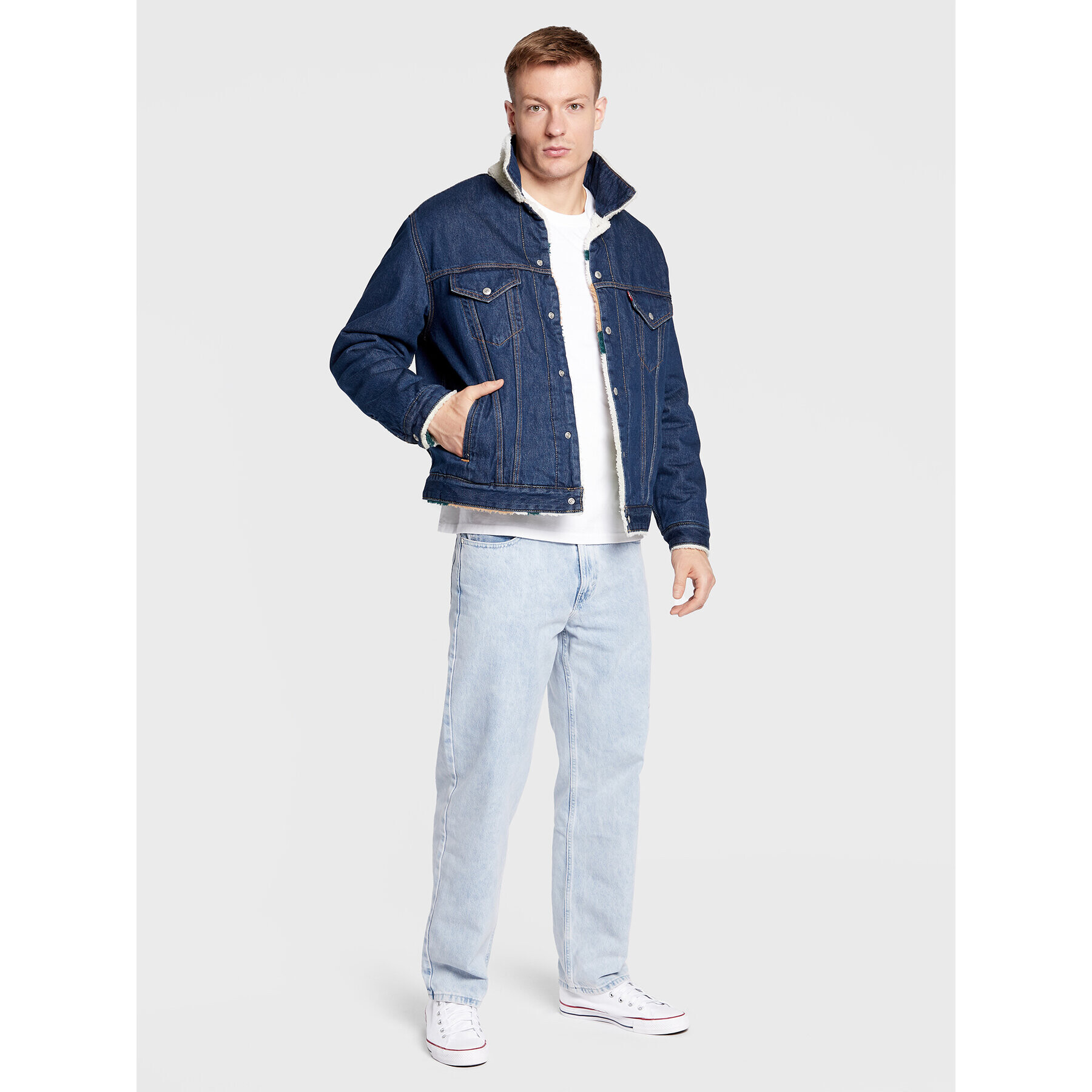 Levi's® Дънково яке Sherpa Trucker Vintage A3176-0000 Тъмносин Relaxed Fit - Pepit.bg