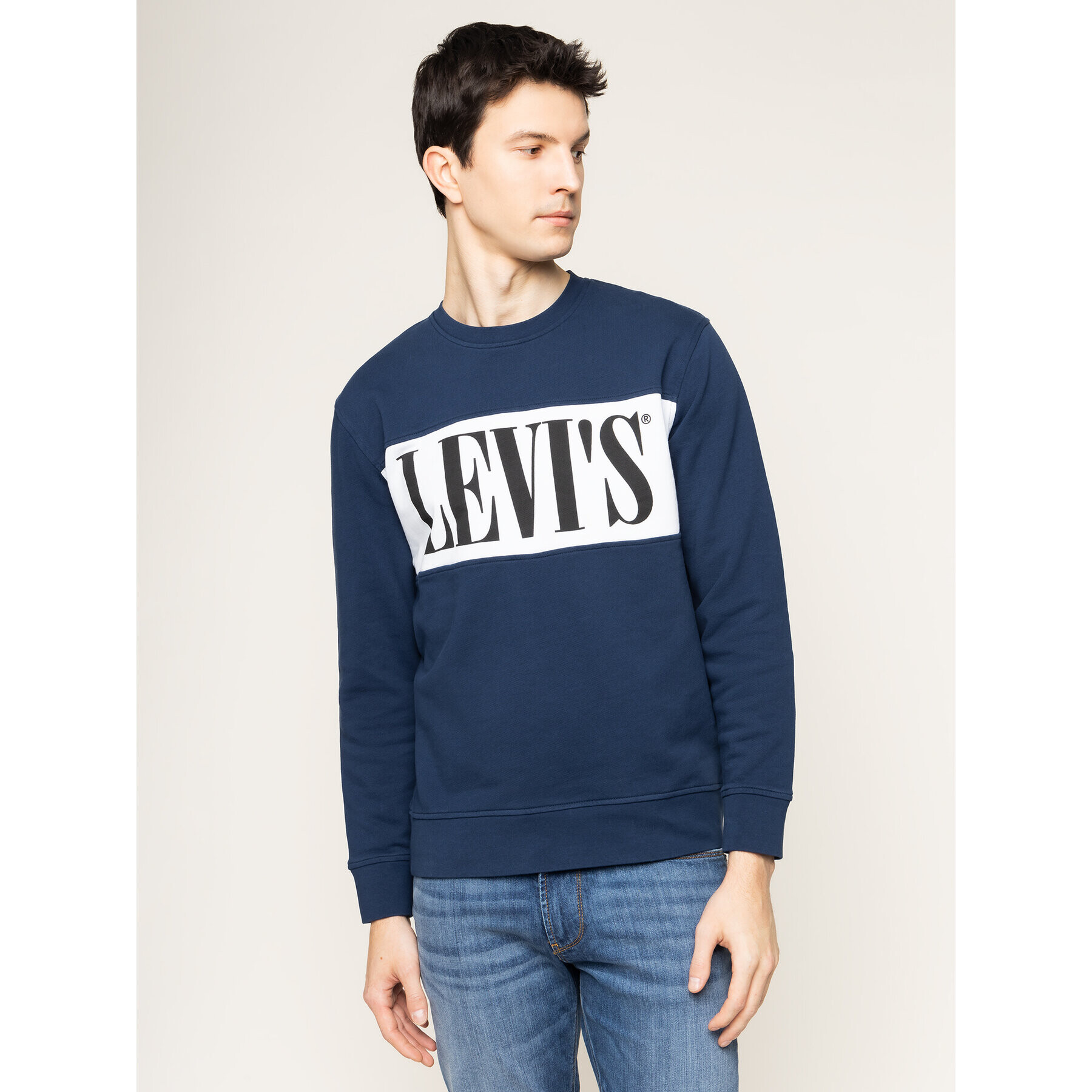 Levi's® Суитшърт Logo Colorblock Crew 85648-0000 Тъмносин Regular Fit - Pepit.bg