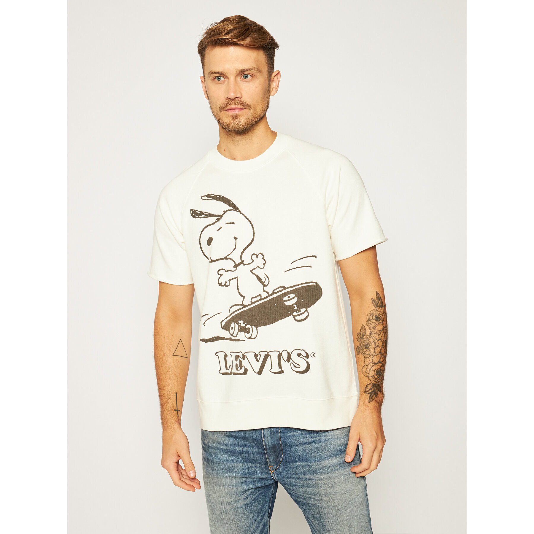 Levi's® Суитшърт PEANUTS® Crew Sweatshirt 85882-0002 Бял Regular Fit - Pepit.bg