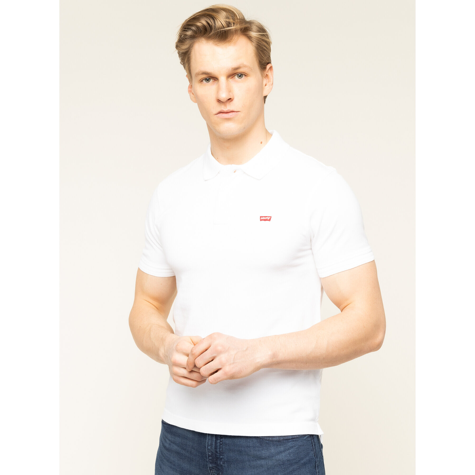 Levi's® Тениска с яка и копчета 22401-0001 Бял Regular Fit - Pepit.bg
