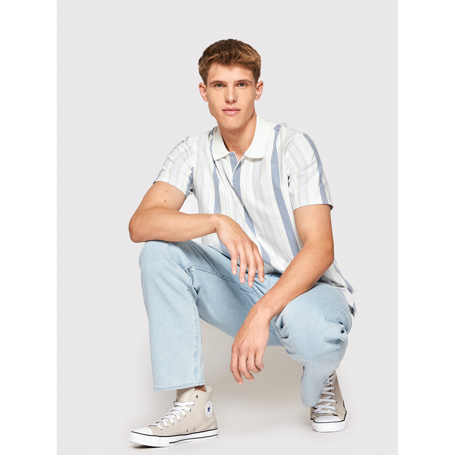 Levi's® Тениска с яка и копчета A1844-0003 Бял Relaxed Fit - Pepit.bg