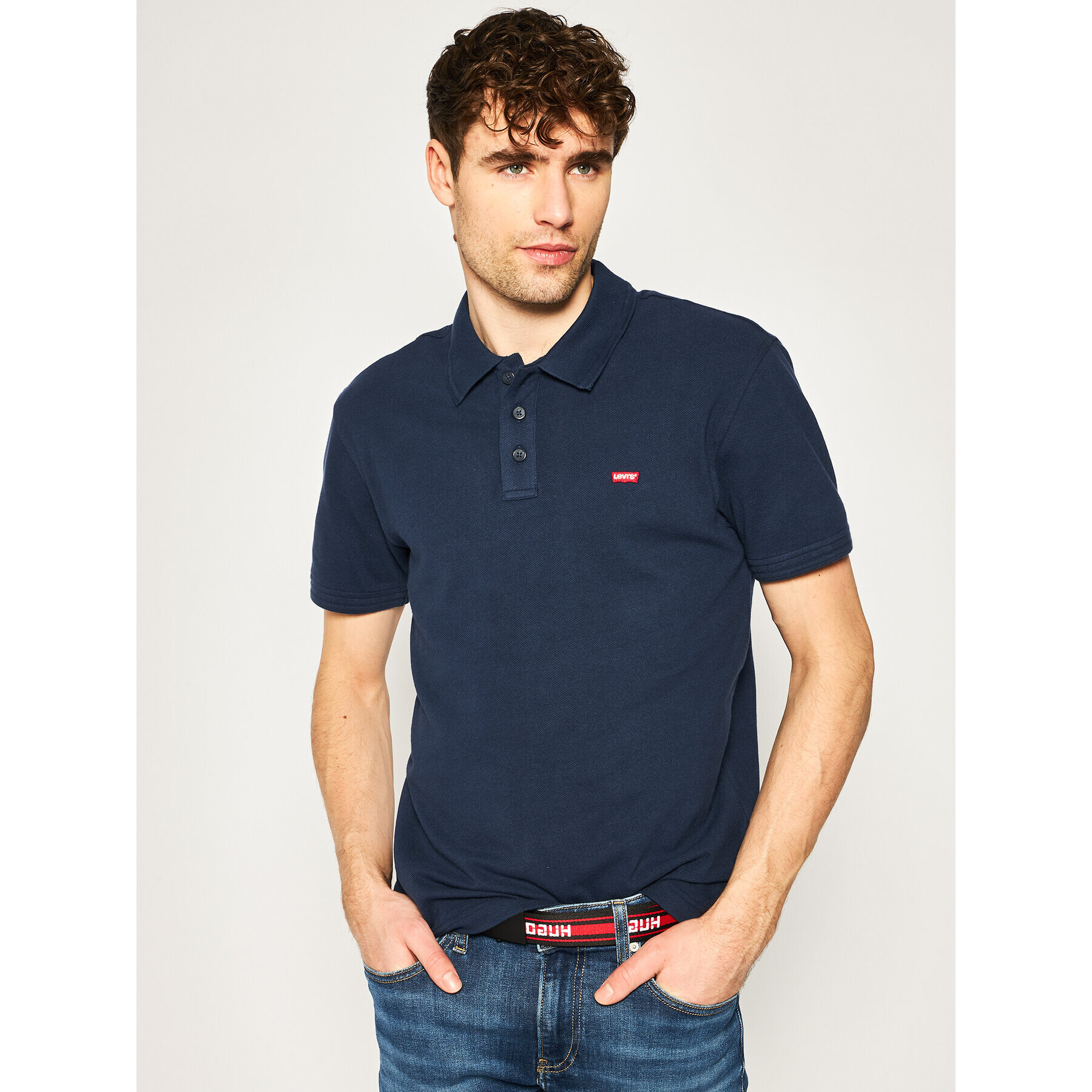 Levi's® Тениска с яка и копчета Housemark 22401-0003 Тъмносин Regular Fit - Pepit.bg