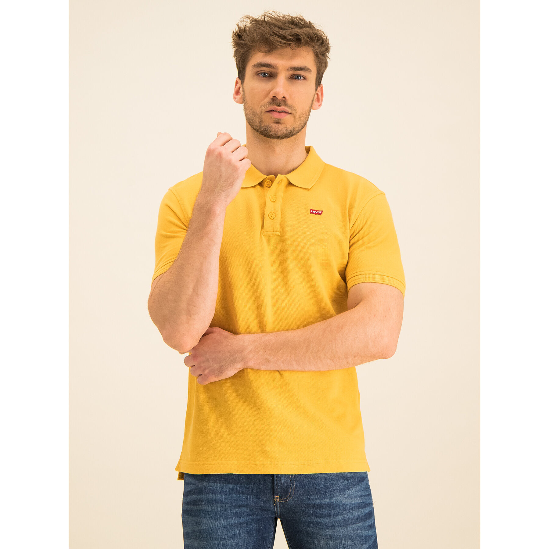 Levi's® Тениска с яка и копчета Housemark 22401-0109 Жълт Regular Fit - Pepit.bg