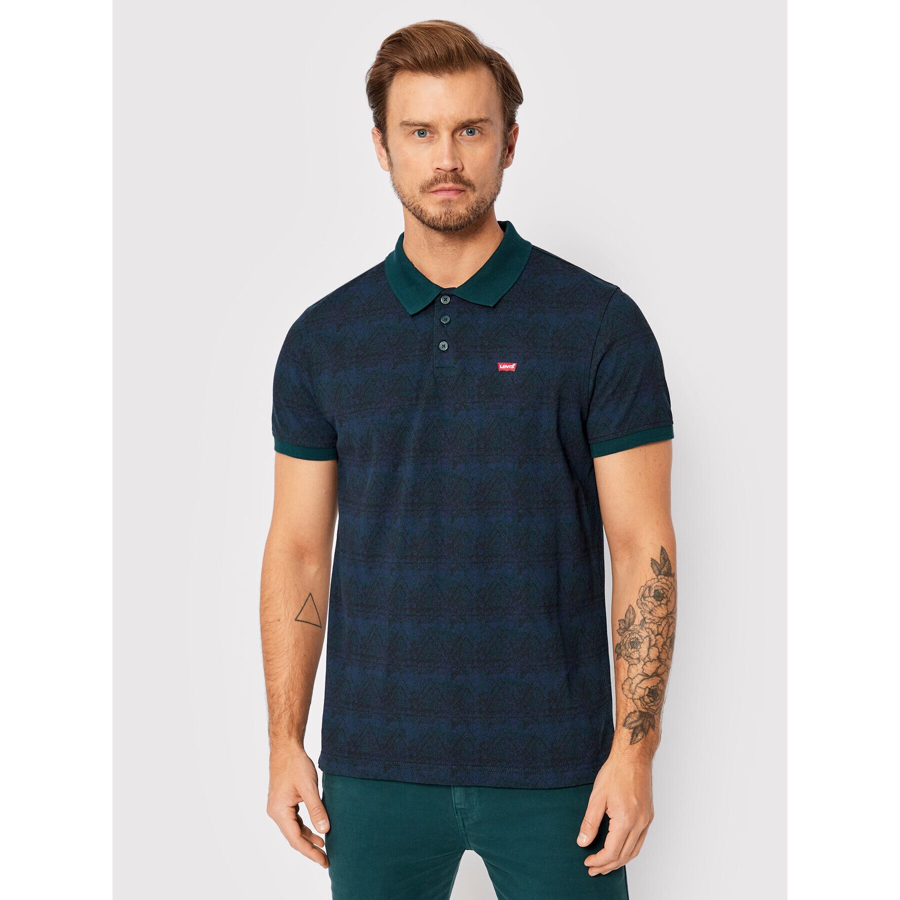 Levi's® Тениска с яка и копчета Housemarked 35883-0072 Зелен Standard Fit - Pepit.bg