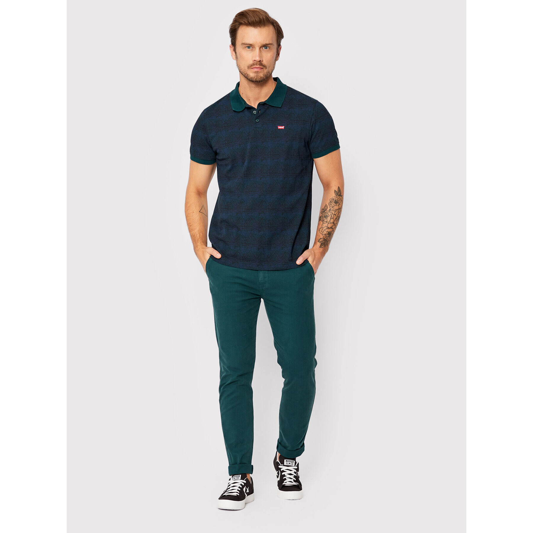 Levi's® Тениска с яка и копчета Housemarked 35883-0072 Зелен Standard Fit - Pepit.bg