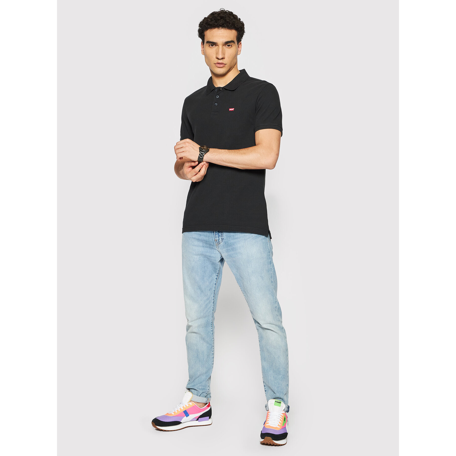 Levi's® Тениска с яка и копчета Standard Housemarked 35883-0007 Черен Regular Fit - Pepit.bg