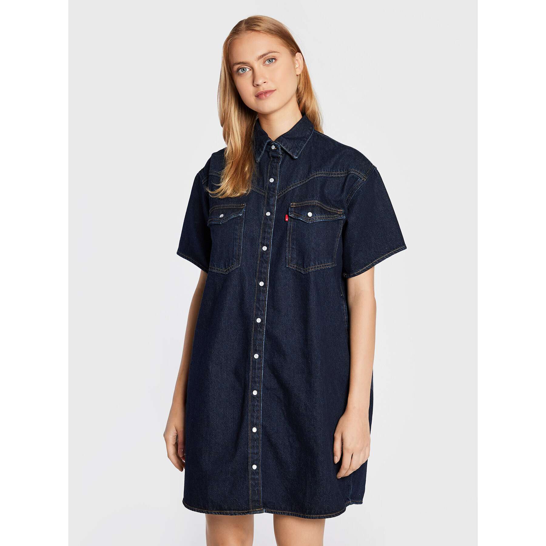 Levi's® Дънкова рокля Elowen Western A3344-0000 Тъмносин Oversize - Pepit.bg