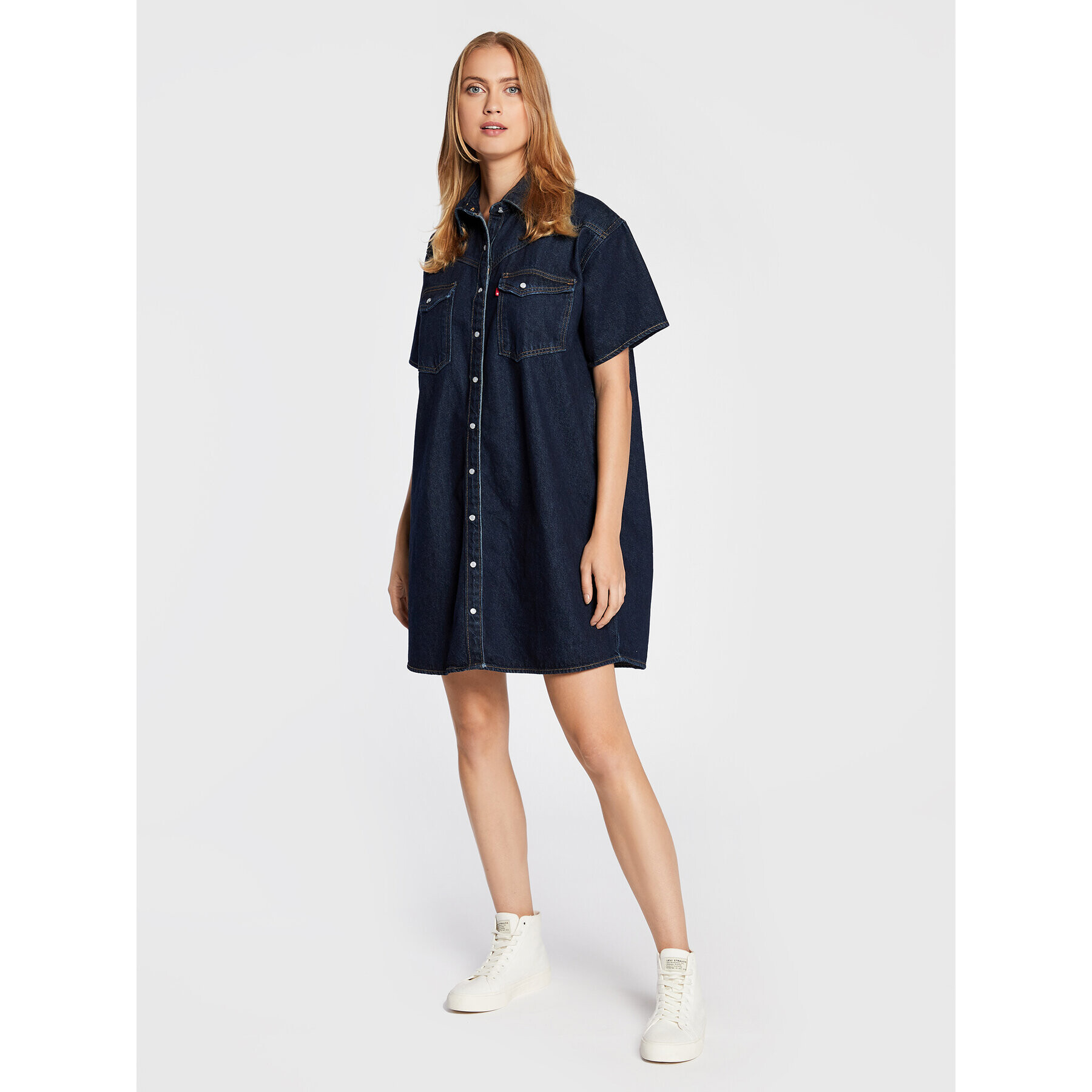 Levi's® Дънкова рокля Elowen Western A3344-0000 Тъмносин Oversize - Pepit.bg