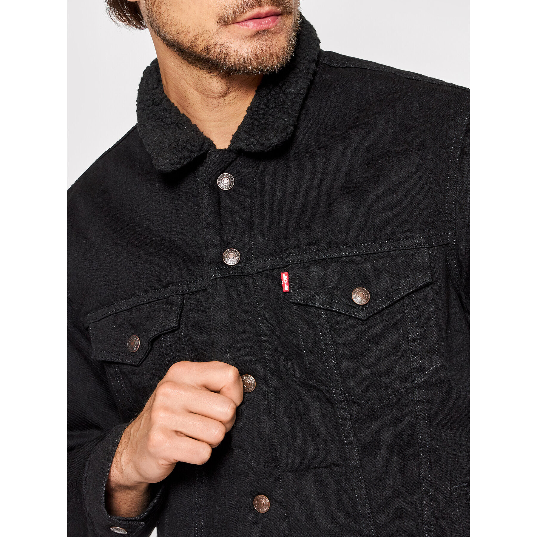 Levi's® Дънково яке Type III Sherpa 16365-0100 Черен Regular Fit - Pepit.bg