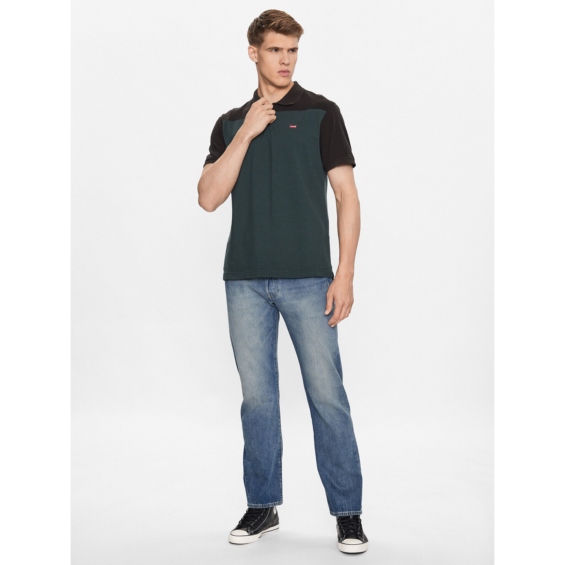 Levi's® Тениска с яка и копчета Colorblock A5800-0000 Зелен Standard Fit - Pepit.bg