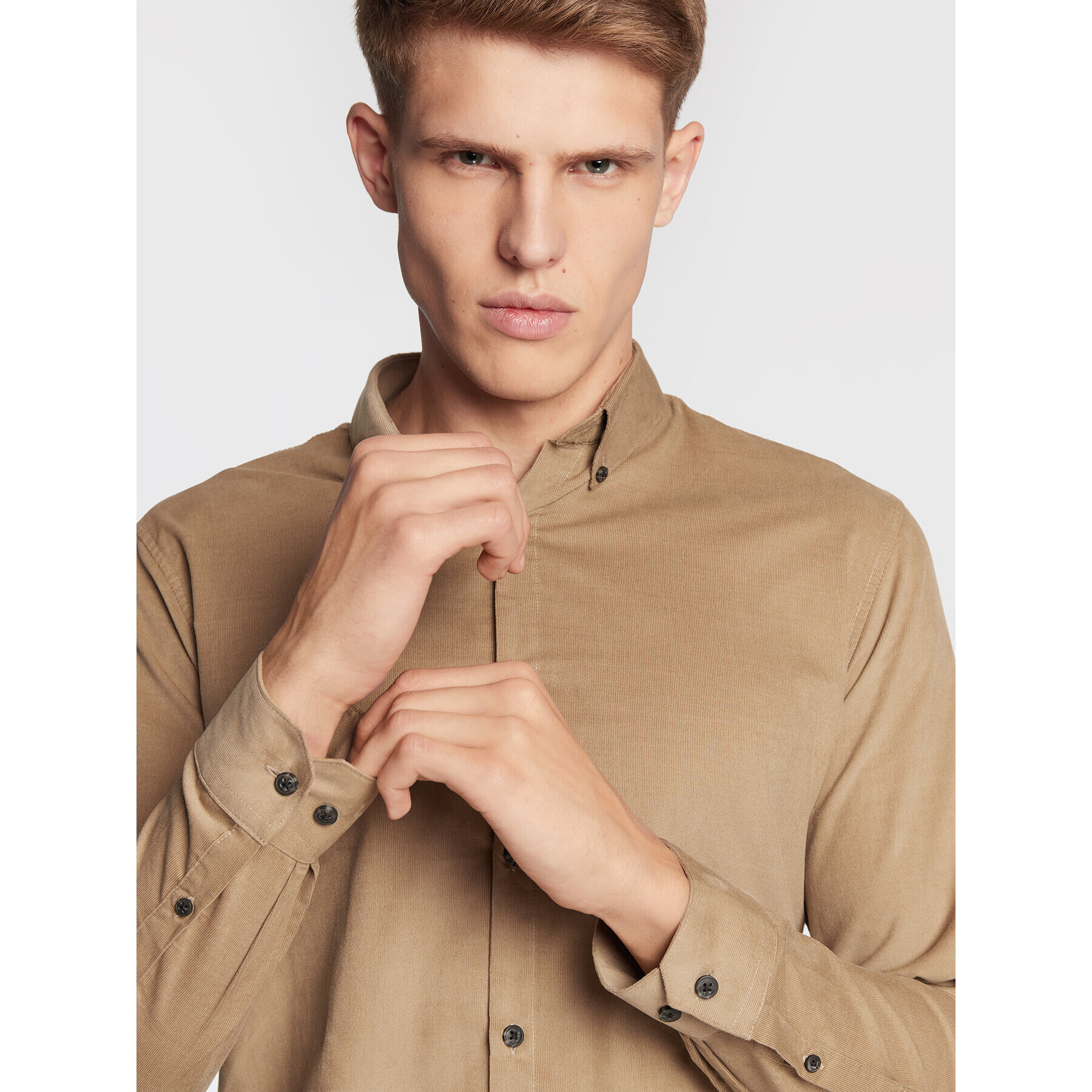 Lindbergh Риза 30-203248 Бежов Slim Fit - Pepit.bg