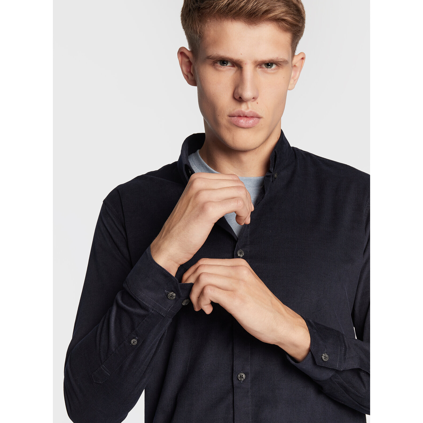 Lindbergh Риза 30-203248 Тъмносин Slim Fit - Pepit.bg